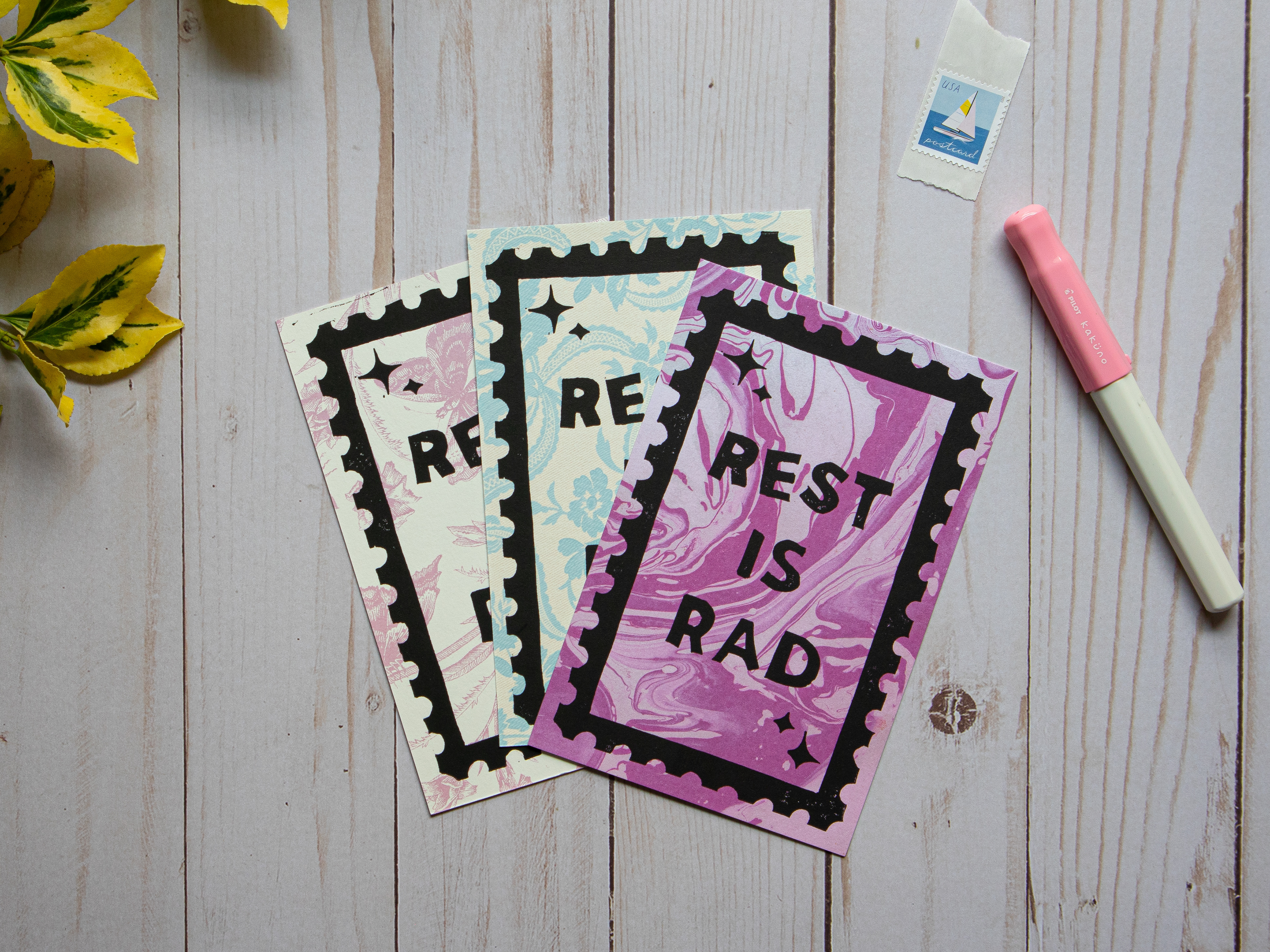 Rest Is Rad, 2025, Relief Print on Paper, 4"x6"