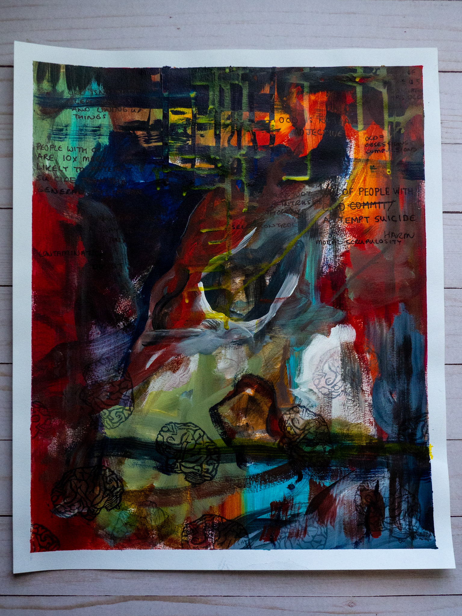 Overwhelmed, 2019, Mix Media, 14" x 17"