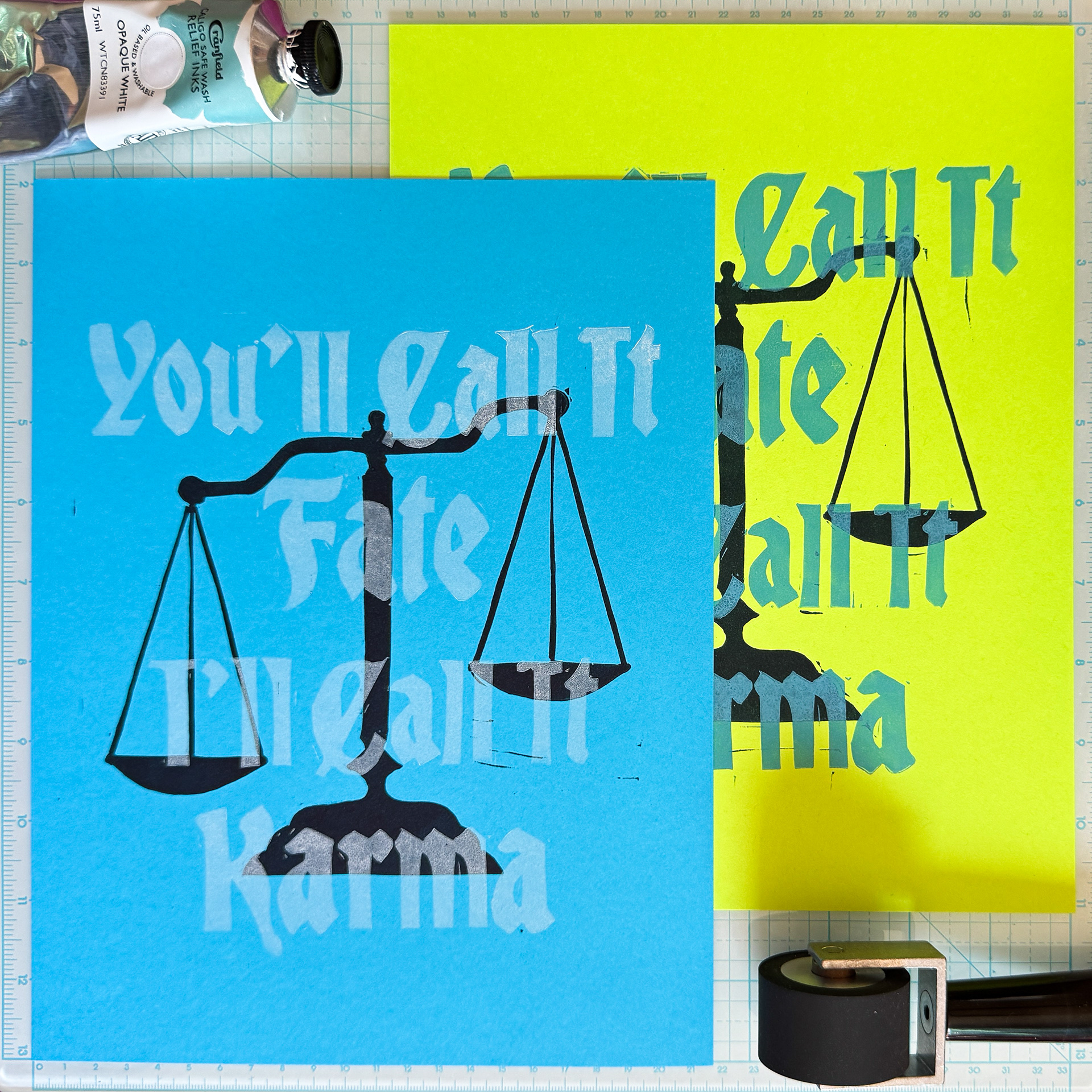 Call It Karma, 2024, Relief Print on Paper, 8.5"x11"