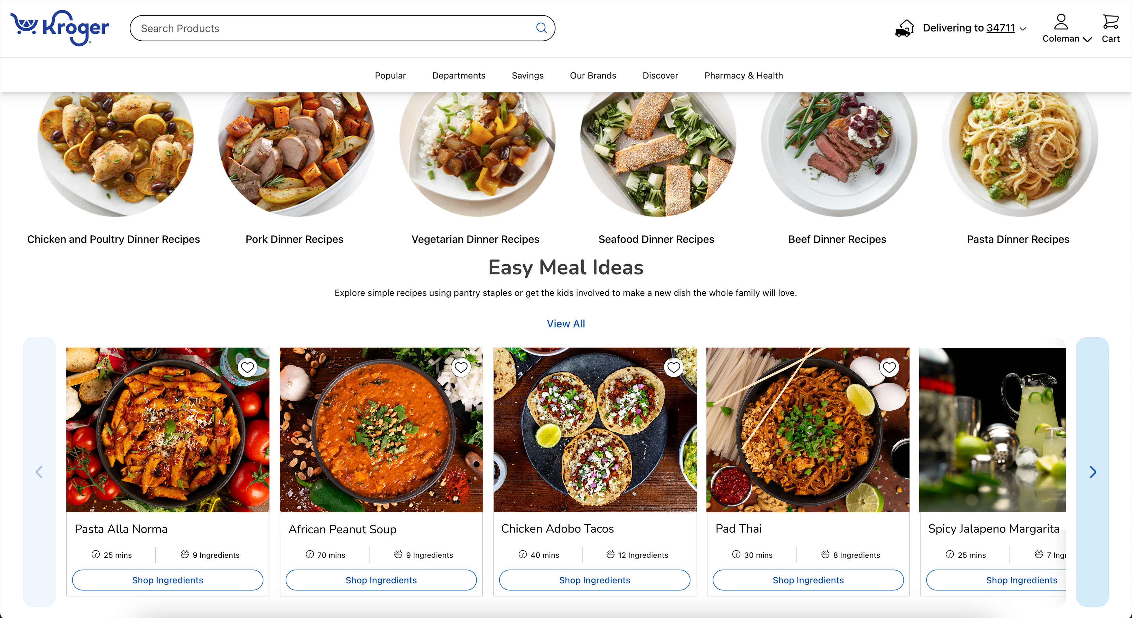 Photography and site design mock-ups for Kroger