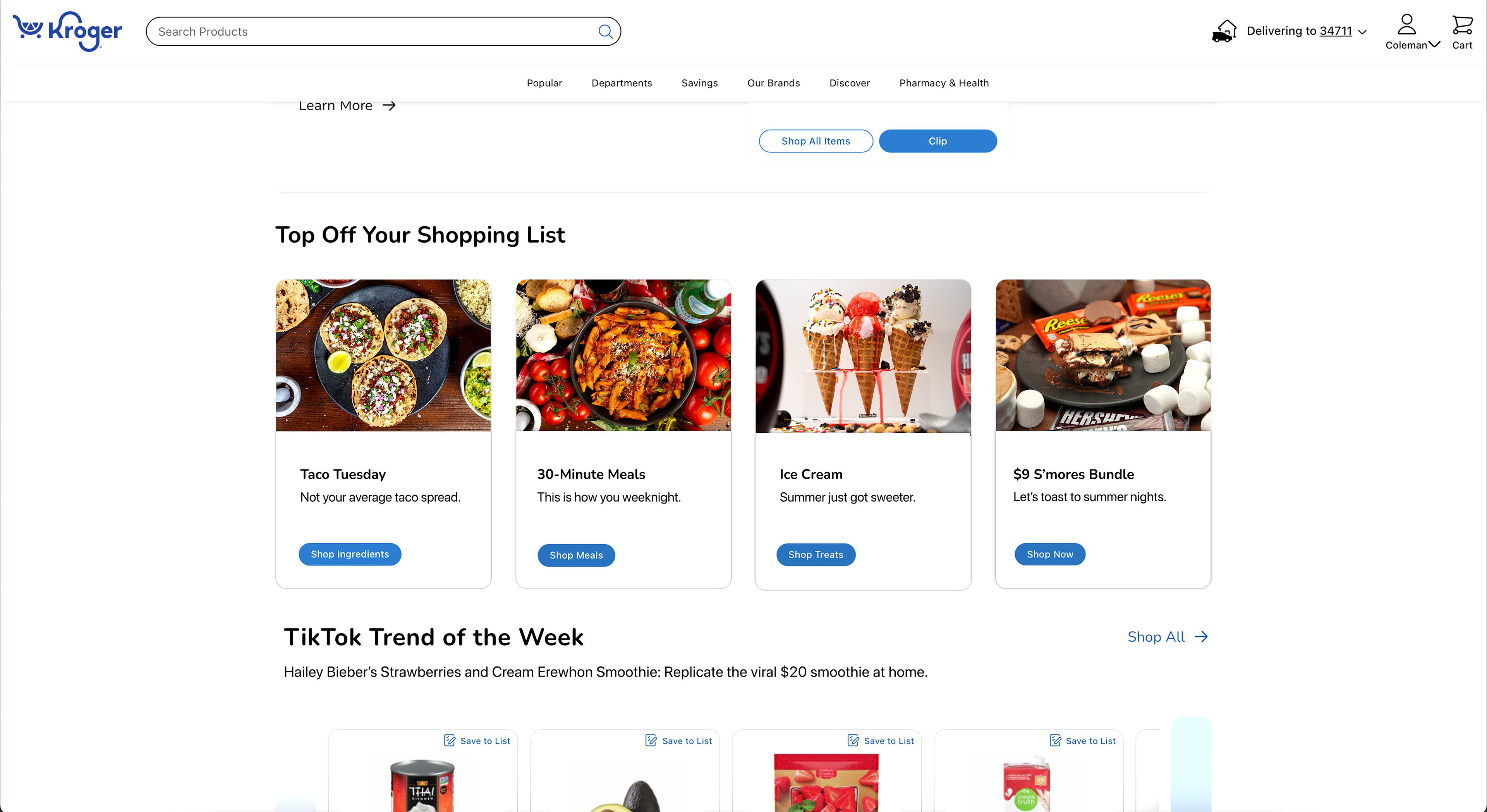 Photography and site design mock-ups for Kroger