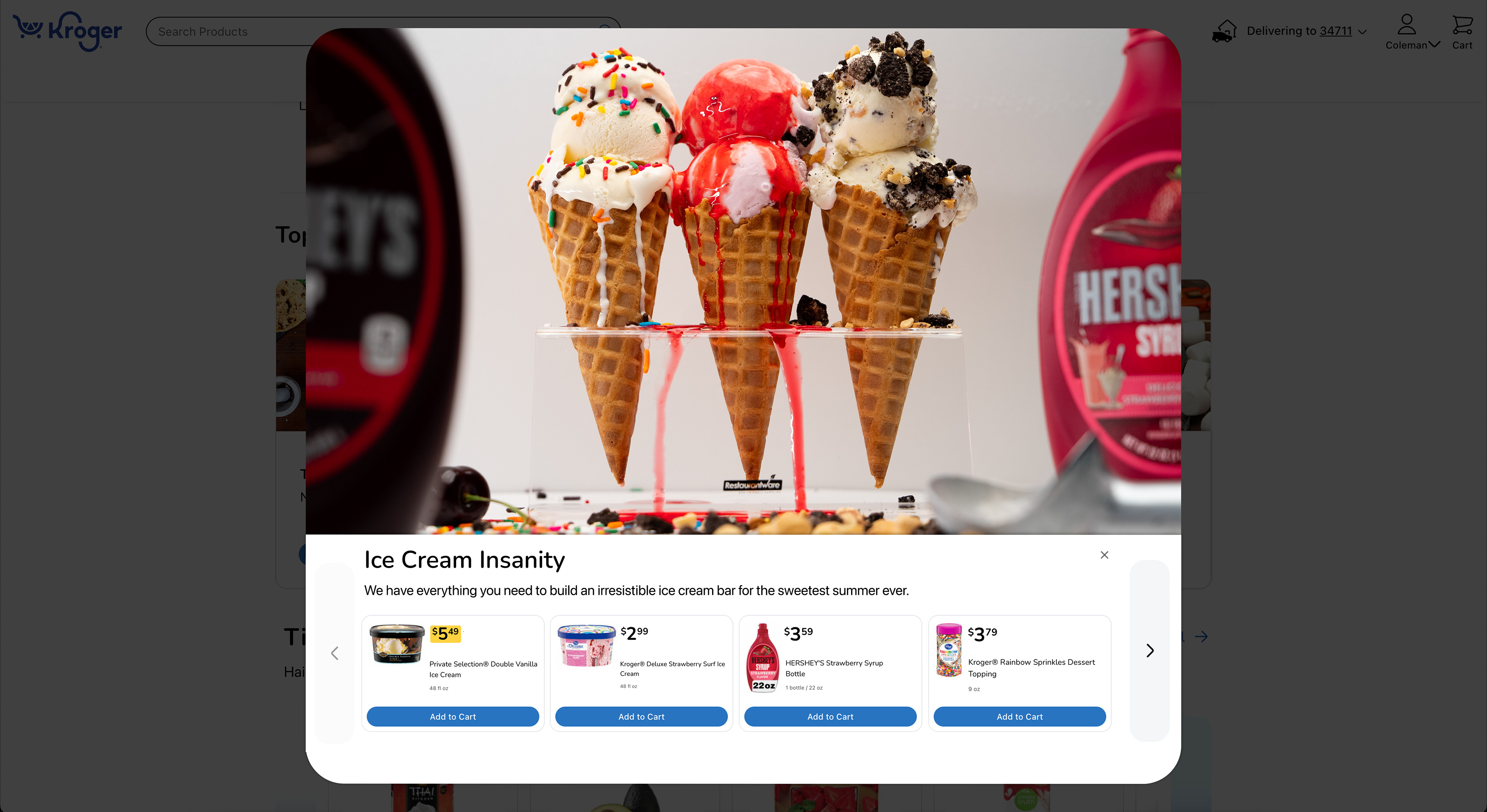 Photography and site design mock-ups for Kroger