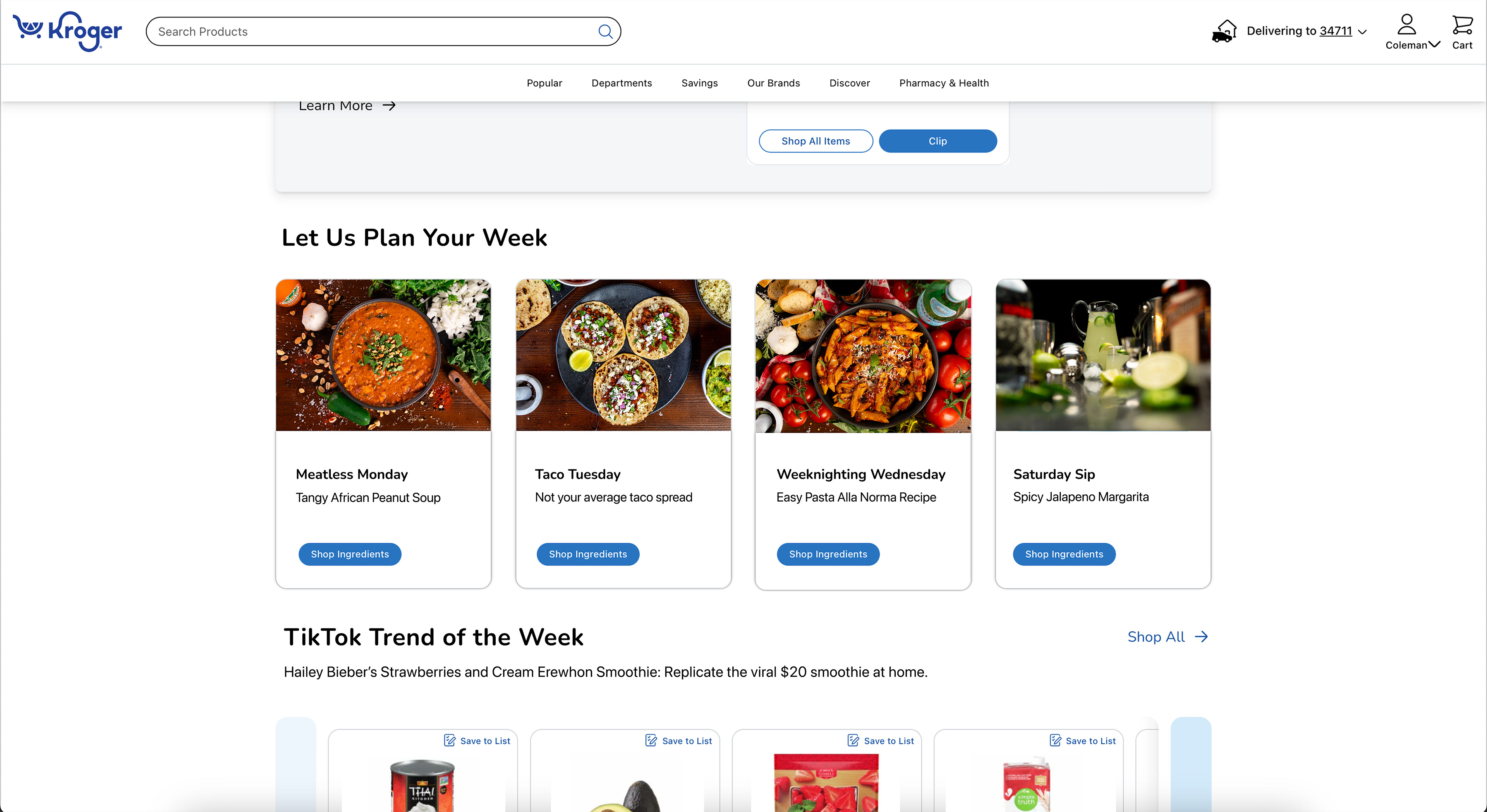 Photography and site design mock-ups for Kroger