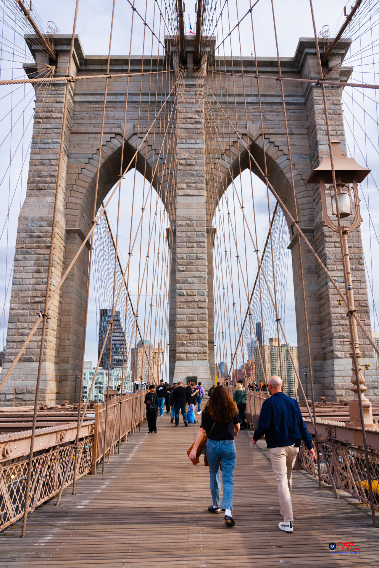 Famous Tourist check-in points, Brooklyn Bridge in NYC, USA (Mar 2024)