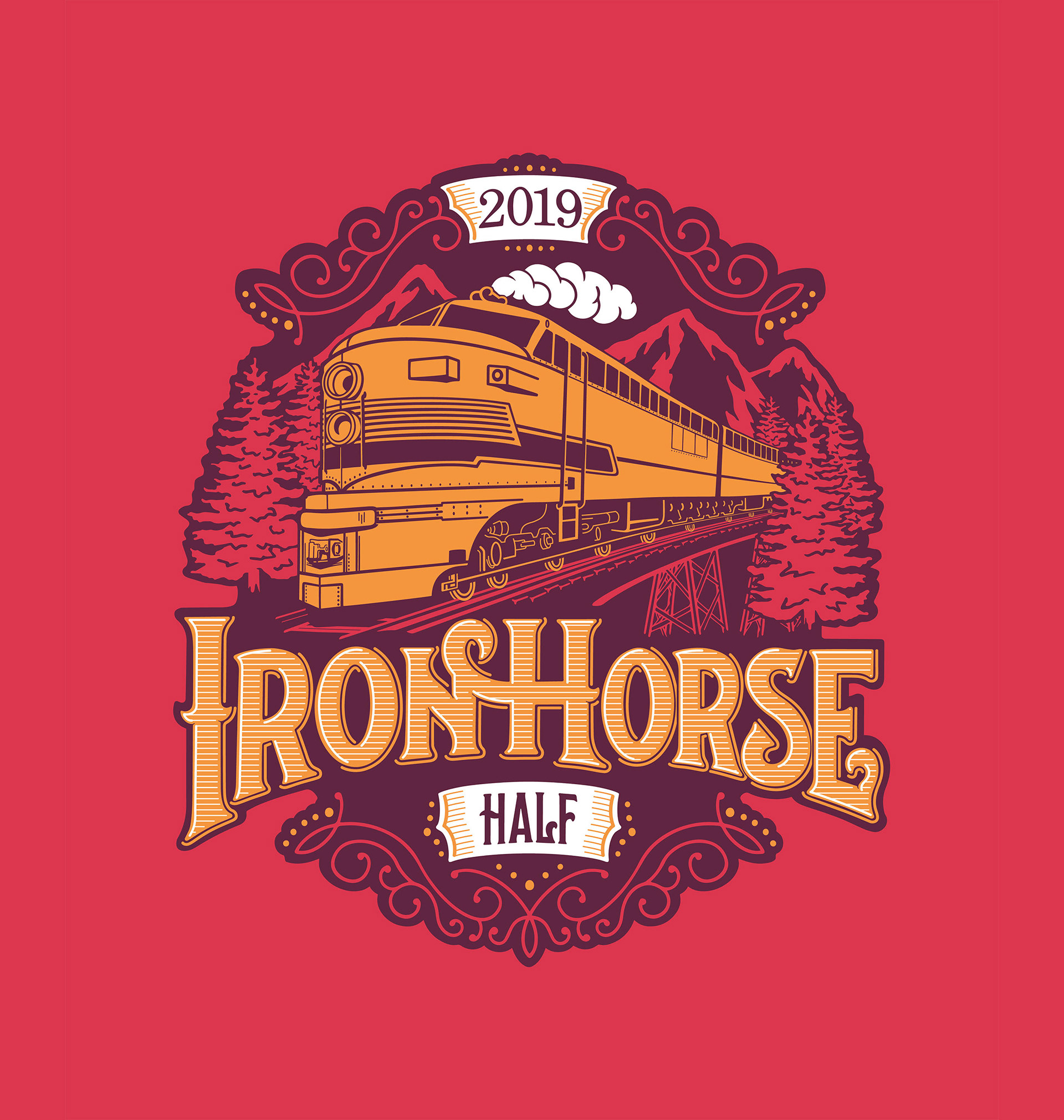 2019 Iron Horse Half Marathon Illustrated Logo Design