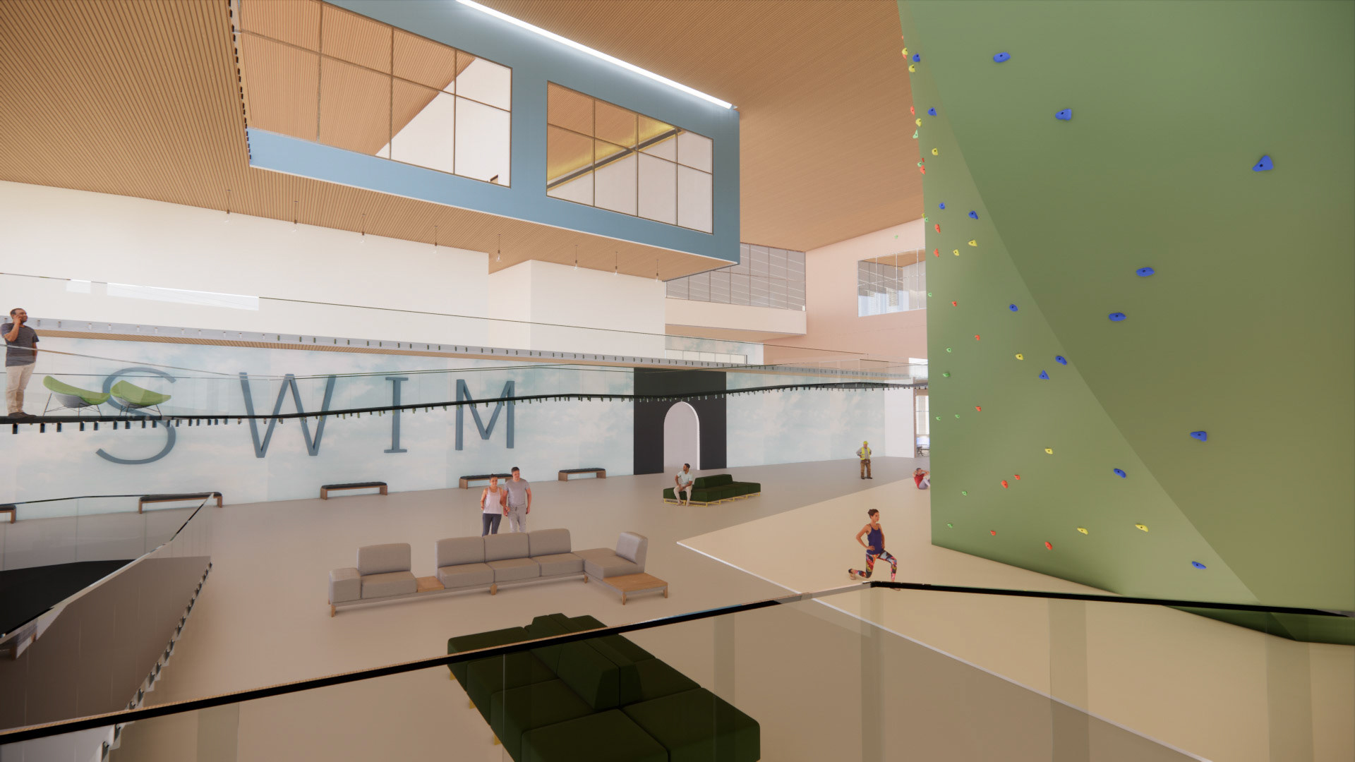 Atrium with Rock Wall and Ramp