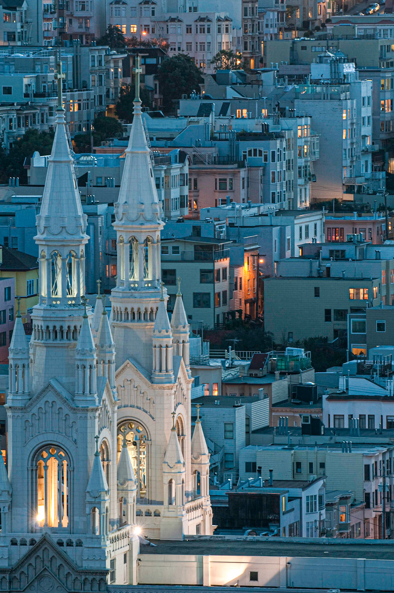 A view of Saints Peter and Paul Church from Coit Tower