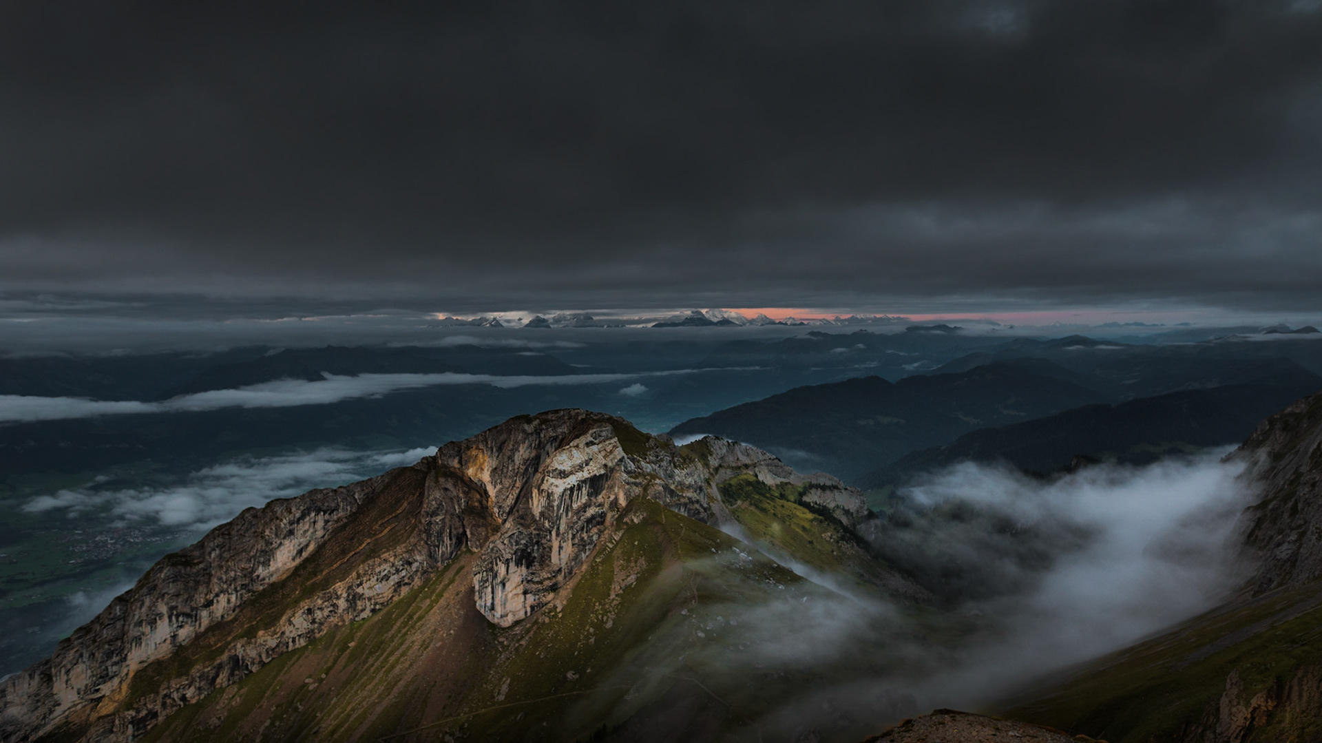 Pilatus, also often referred to as Mount Pilatus, is a mountain massif overlooking Lucerne in Central Switzerland. It is composed of several peaks.