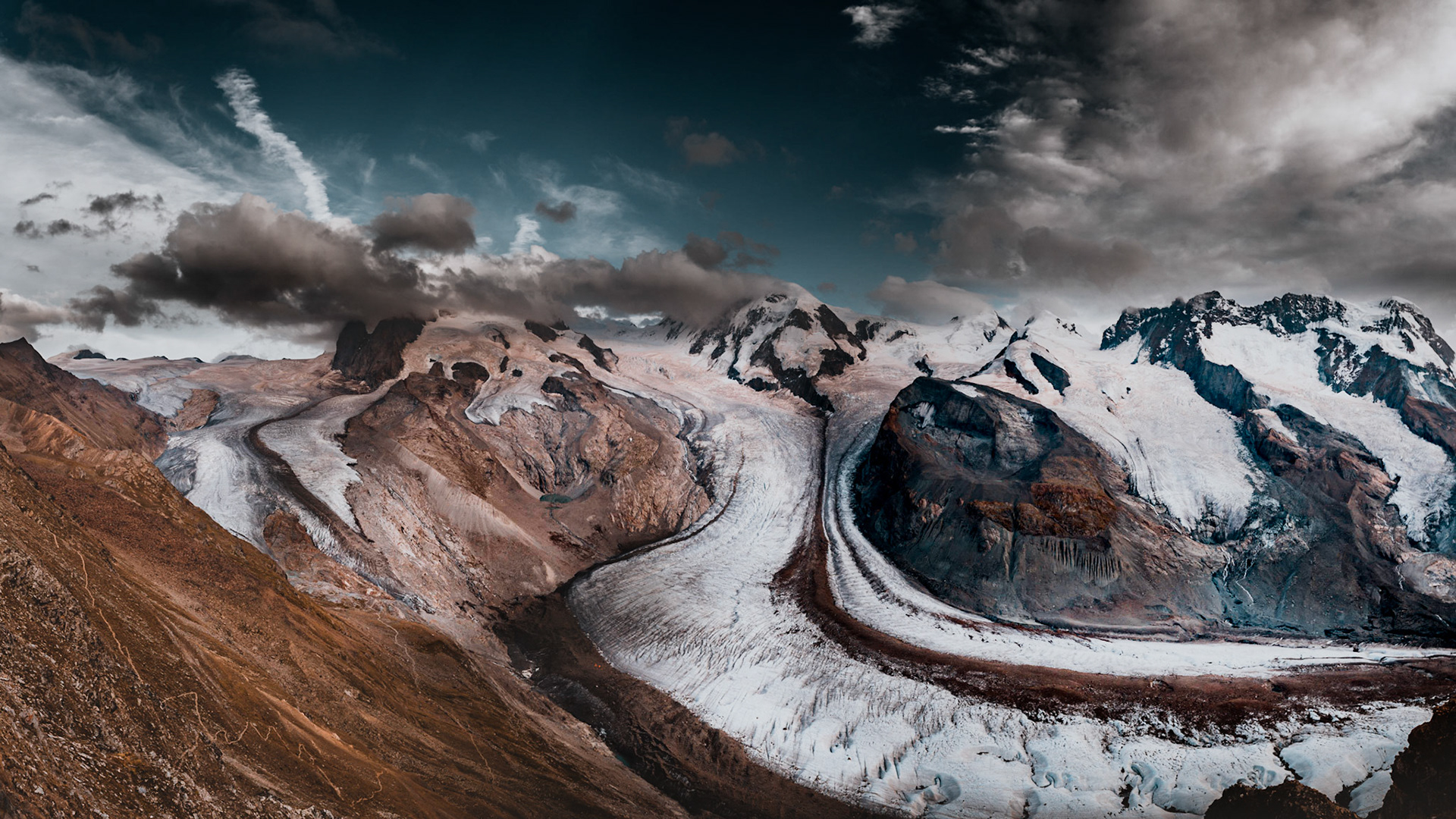 Blick vom Gornergrat auf die Gletscher