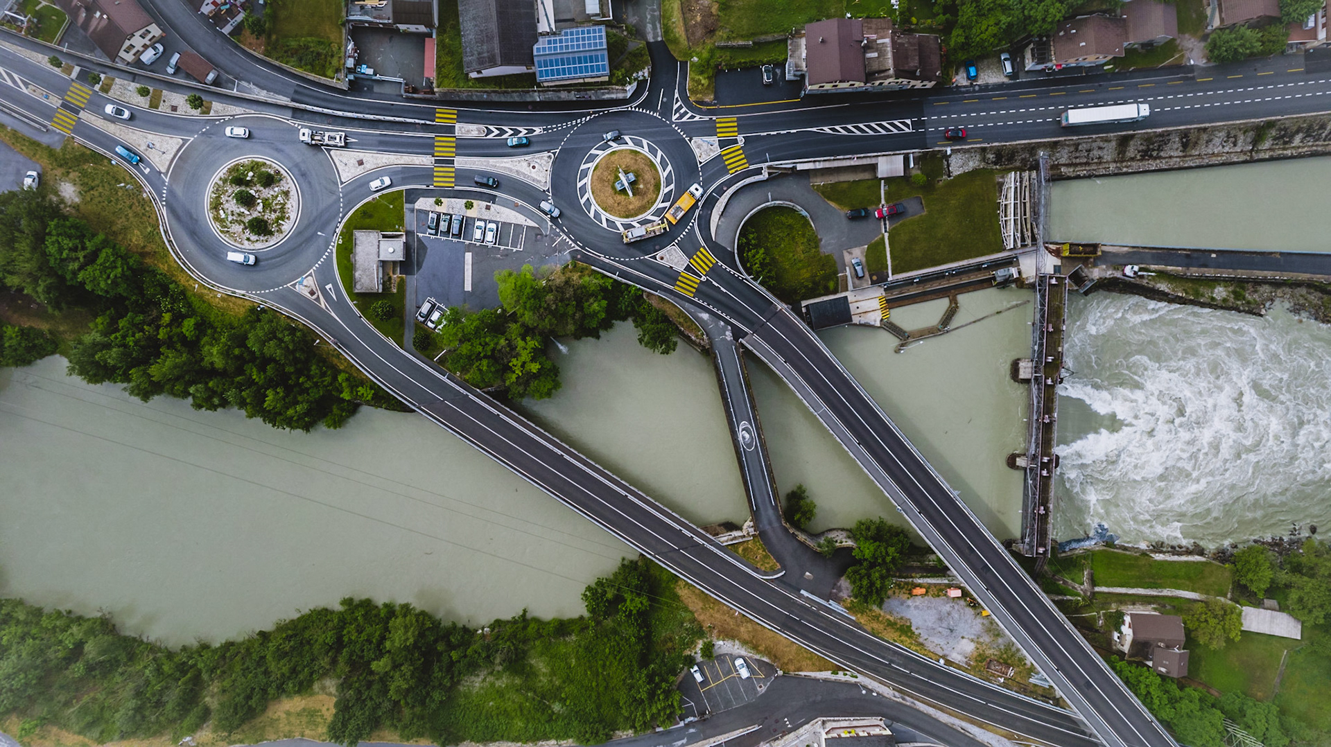 Two Roundabouts with Bridges in Switzerland