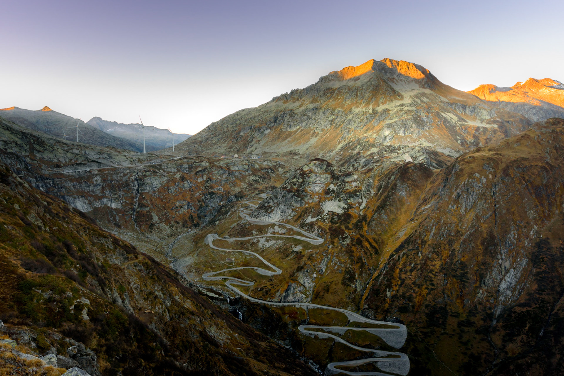 The Saint-Gotthard Massif is a mountain range in the Alps in Switzerland. The Gotthard Pass at 2,106 m is traversing the Saint-Gotthard Massif and connecting northern and southern Switzerland.