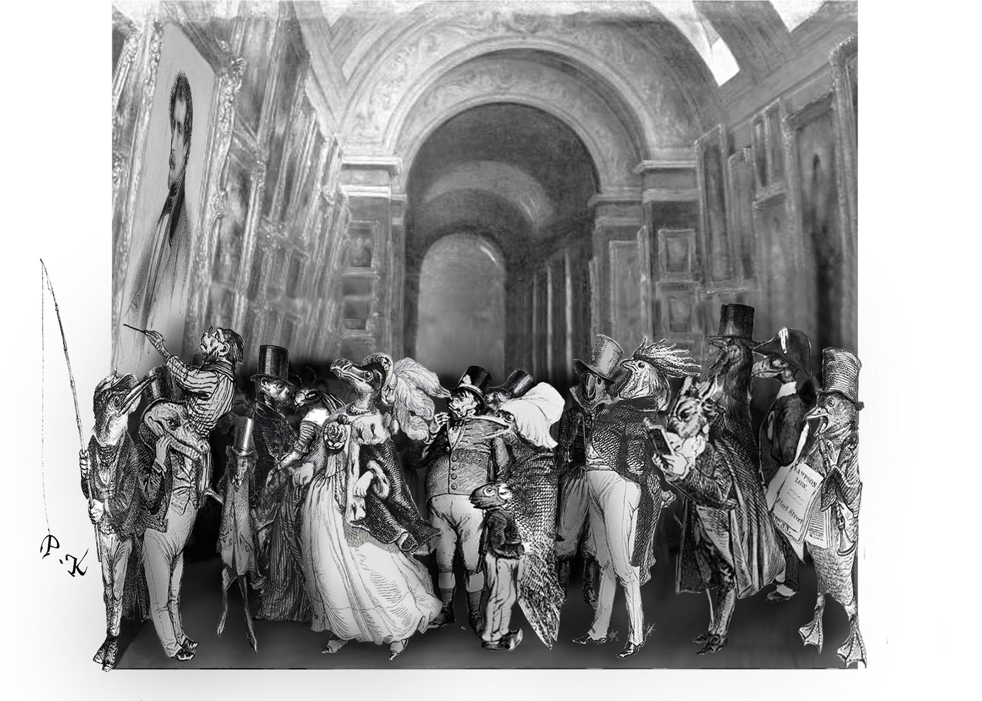 Reimagining the Salon, Digital Media and Hand-Drawing on Paper, 2023