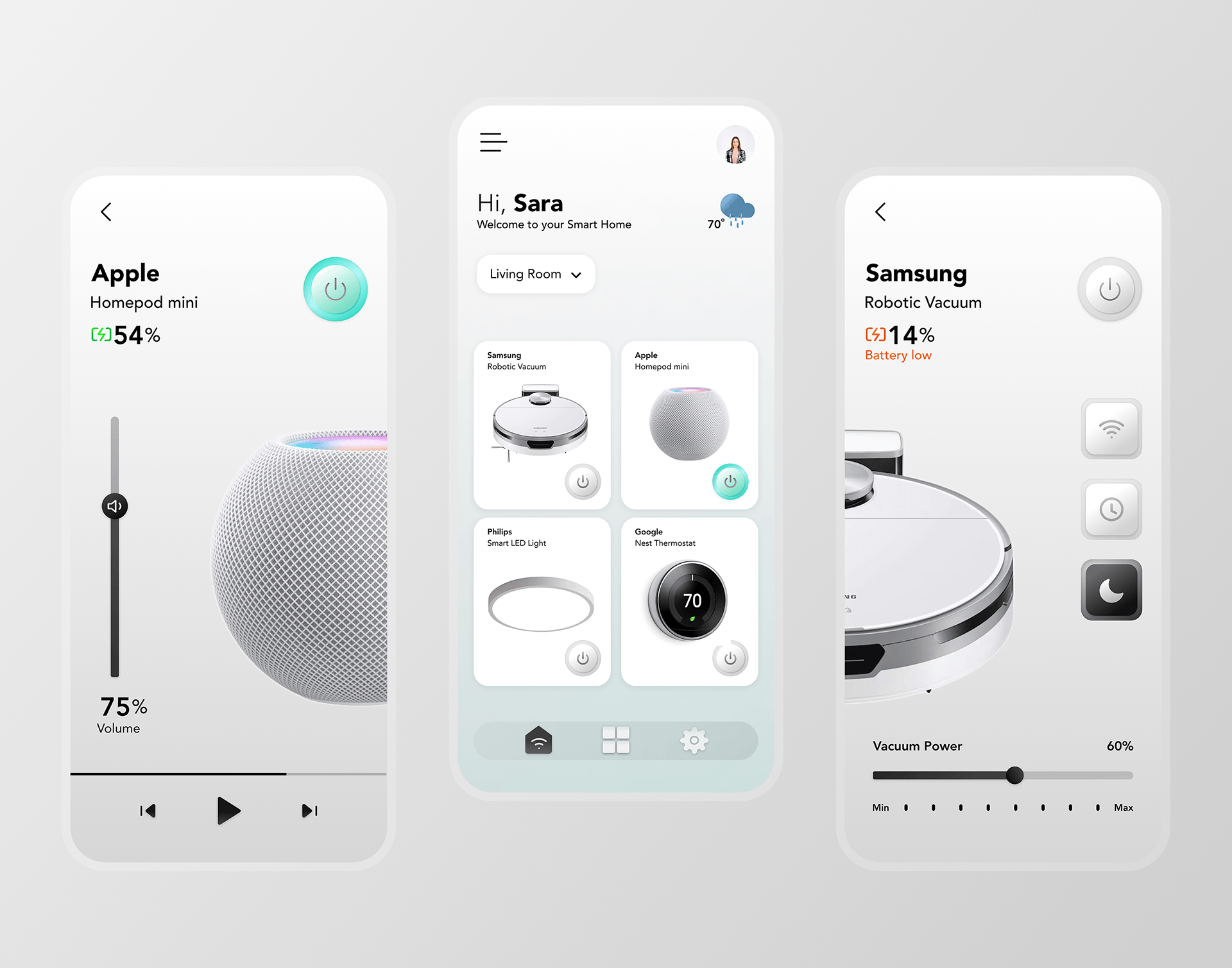 Neumorphic smart home UI blending tactile realism and minimalism