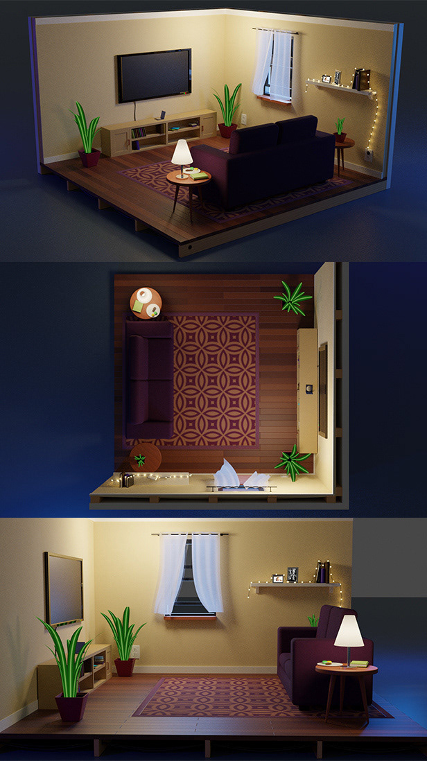 Isometric Living Room, Blender