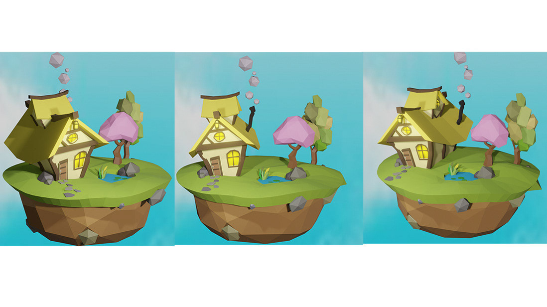 low poly game environment, Blender