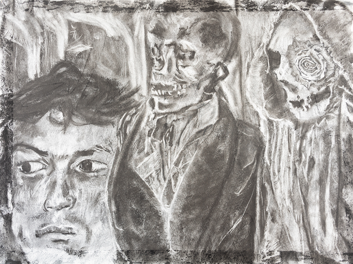 Catacombs, Charcoal, 24" X 18", 2025