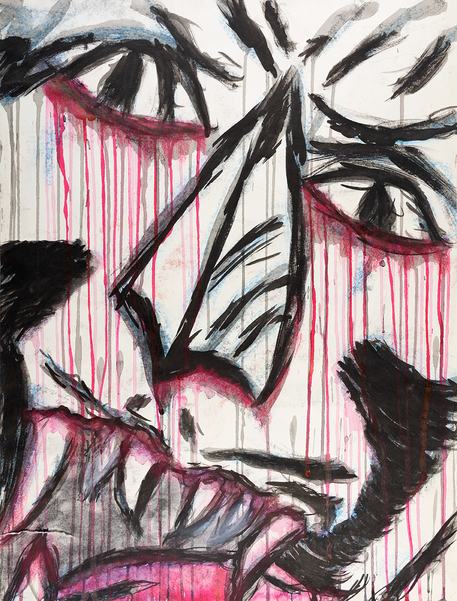 Crying, Mixed media, 18" X 24", 2022