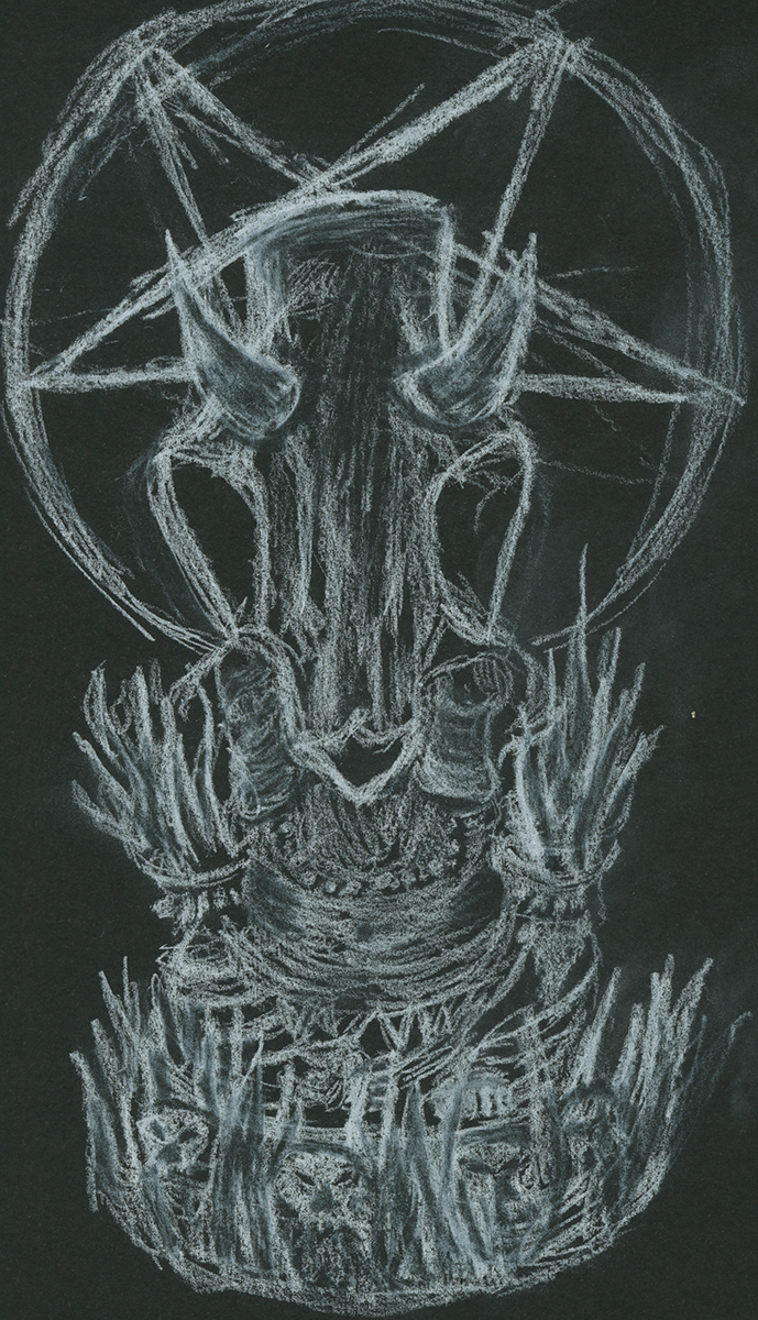 Idol, White charcoal, 9" X 12", 2021