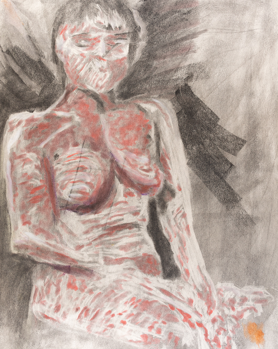 Figure study, Charcoal, pastel, 18" X 24", 2023