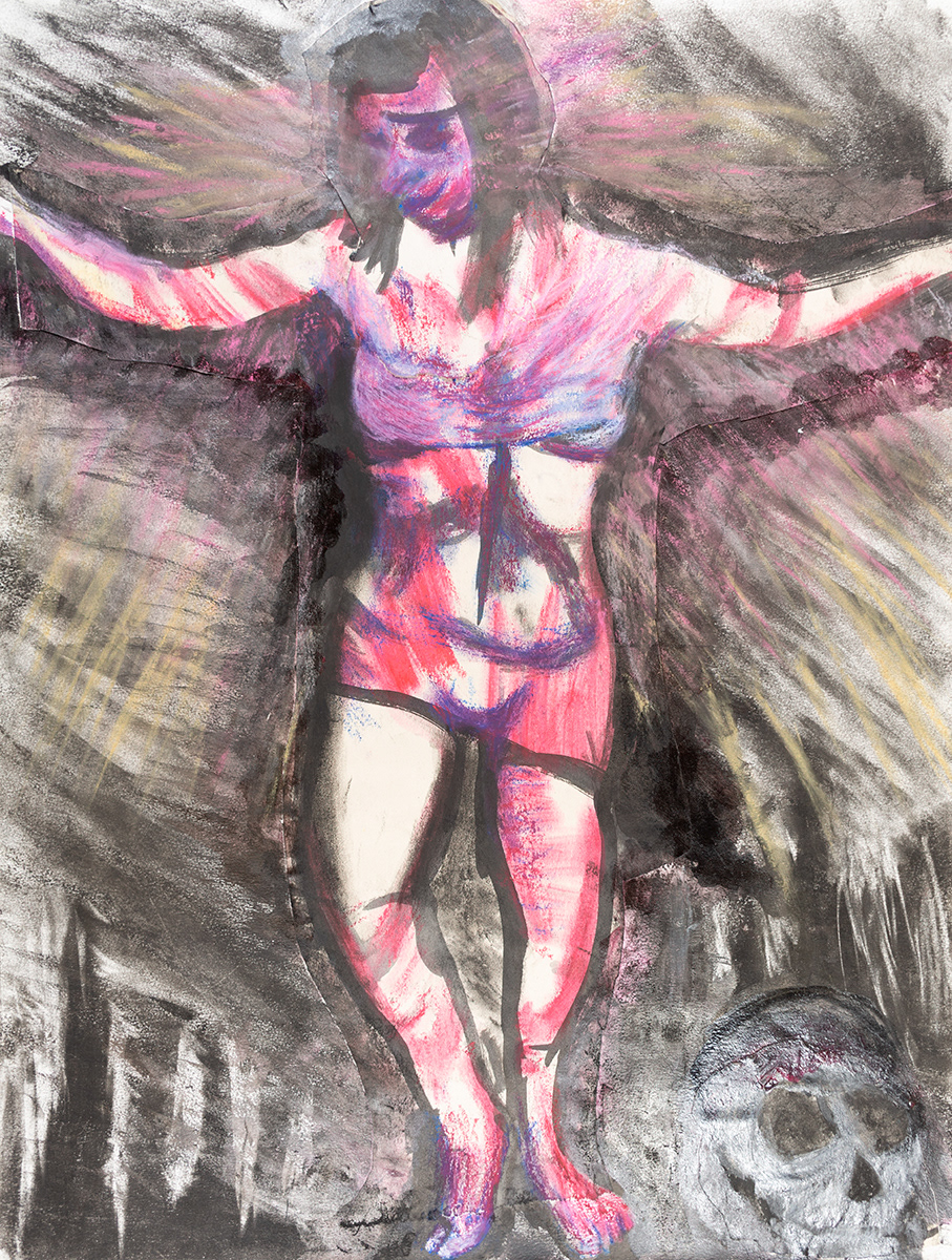 Destiny, Mixed media, collage, charcoal, pastel, ink, 18" X 24", 2021