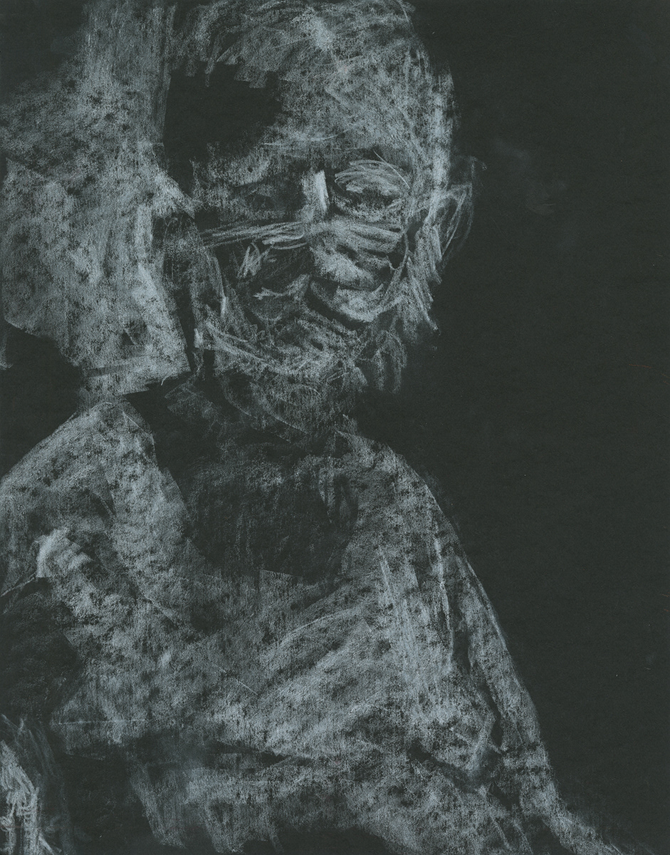 Figure study, White charcoal, 9" X 12" , 2021