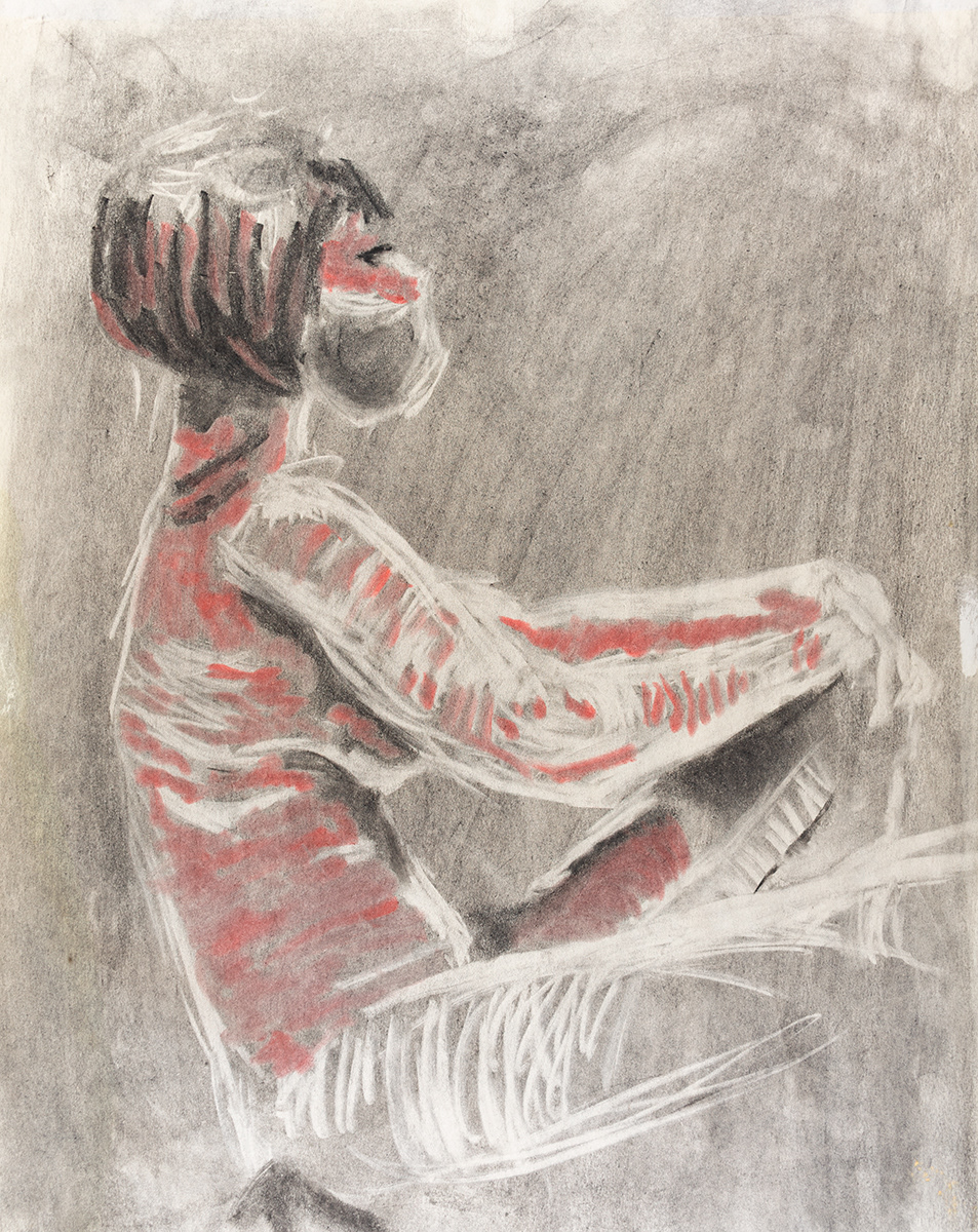 Figure study, Charcoal, pastel, 18" X 24", 2023