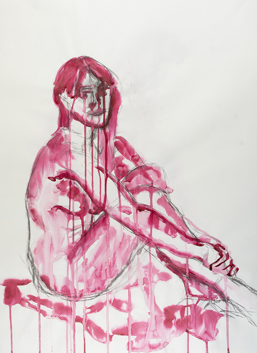 Figure study, Charcoal, ink, 18" X 24", 2025