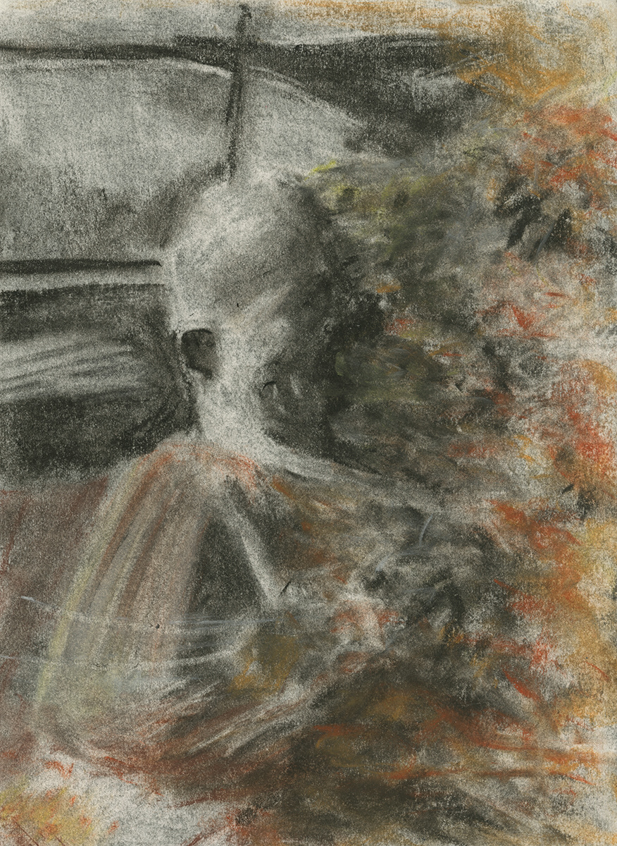 Martyr, Charcoal, pastel, 9" X 12", 2021