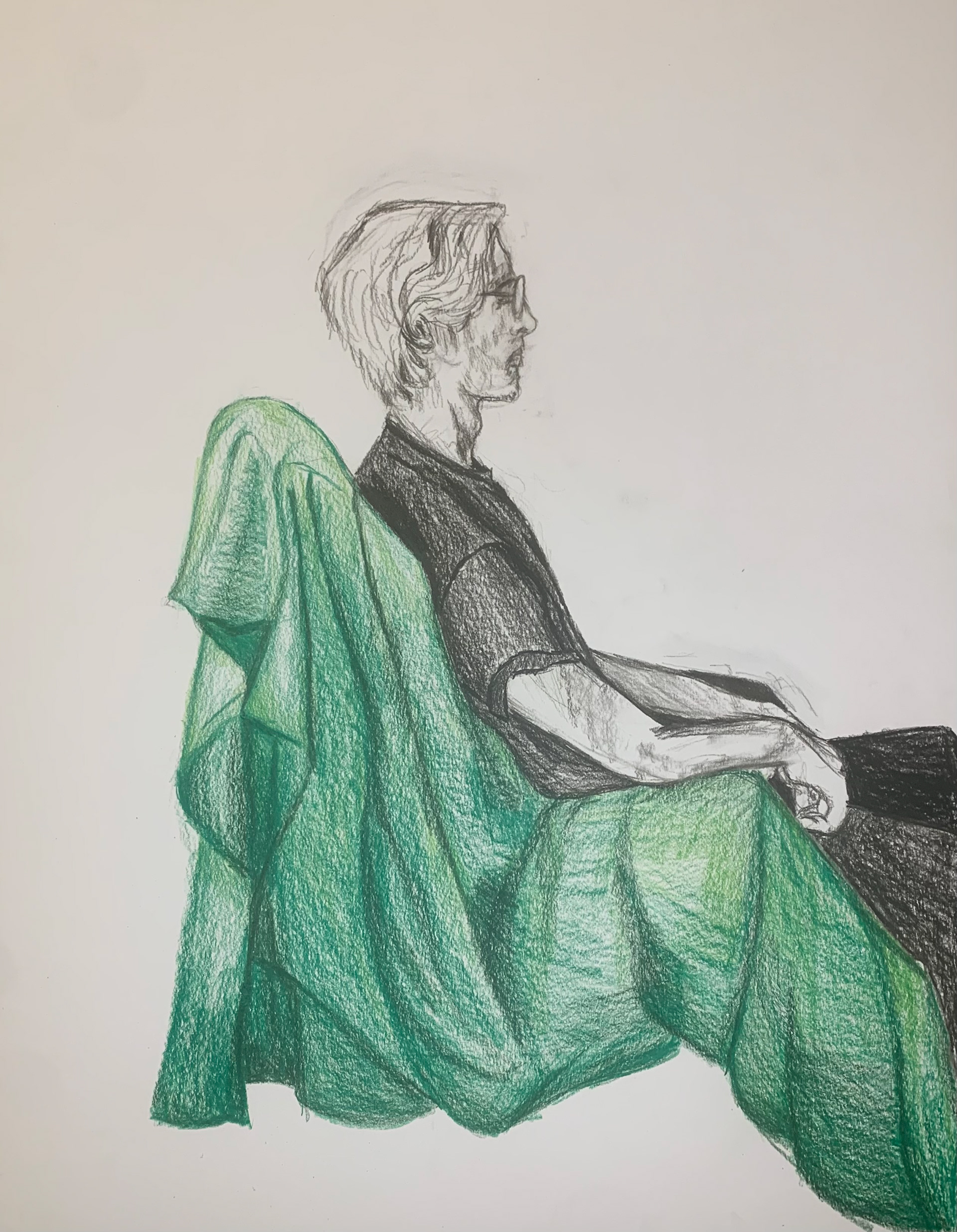 Charcoal and colored pencil on paper