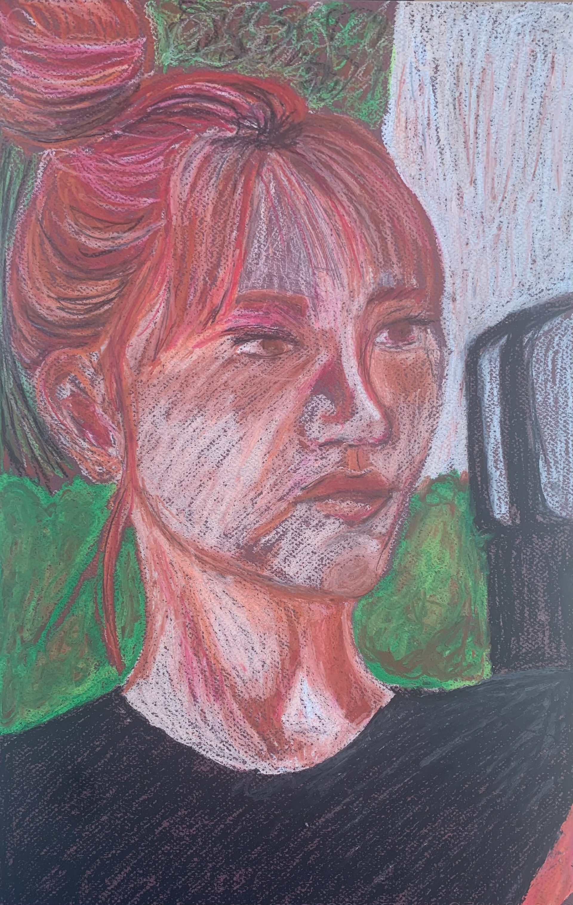 Oil pastels on colored paper