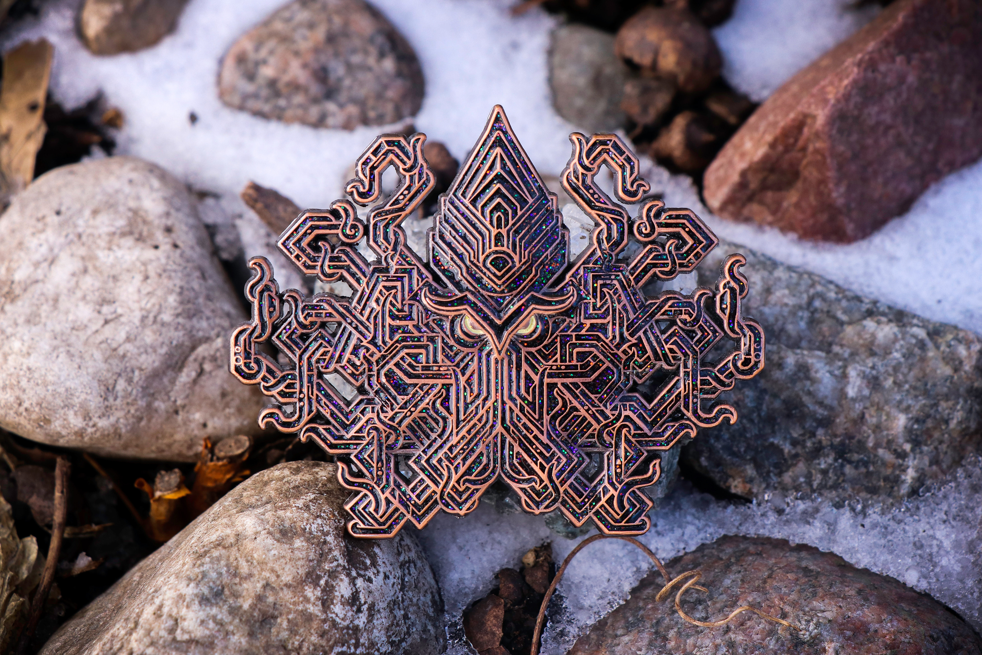 Cthulhu - A Rutherford rendition of H.P. Lovecraft’s epic character Cthulhu. This was the winning design for Artistry Collection’s 2018 pin competition. - Limited Editions: Satin gold “Reign” LE 90 - Black Nickel “Rise” LE 75 - Copper “Old One” LE 35 - Antique Copper “Awaken” LE 15 - 2.6” Wide