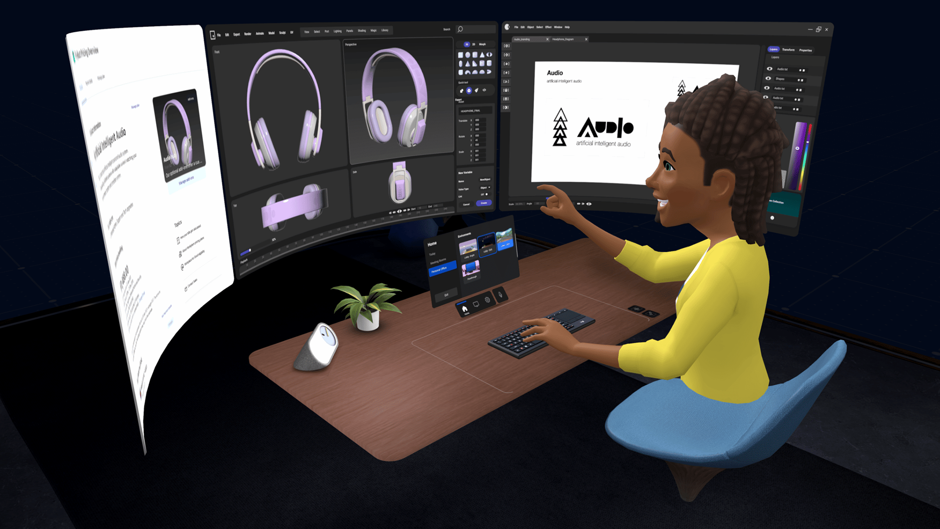 Workrooms Promotional Image, Dark Solo Office