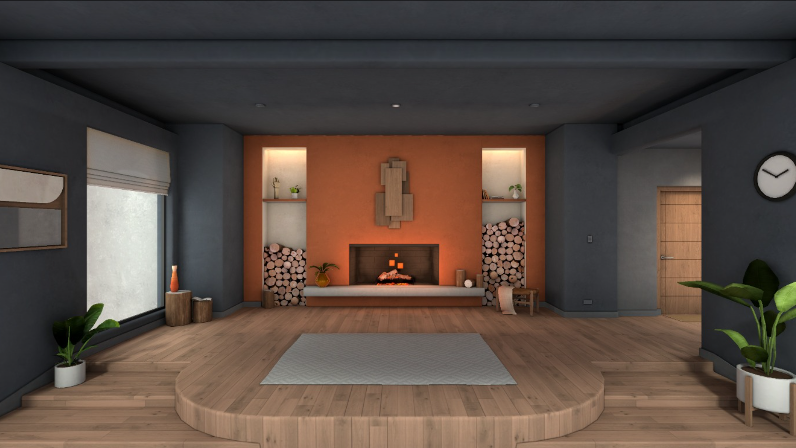 Workrooms in VR, Fireplace Cabin Solo Office