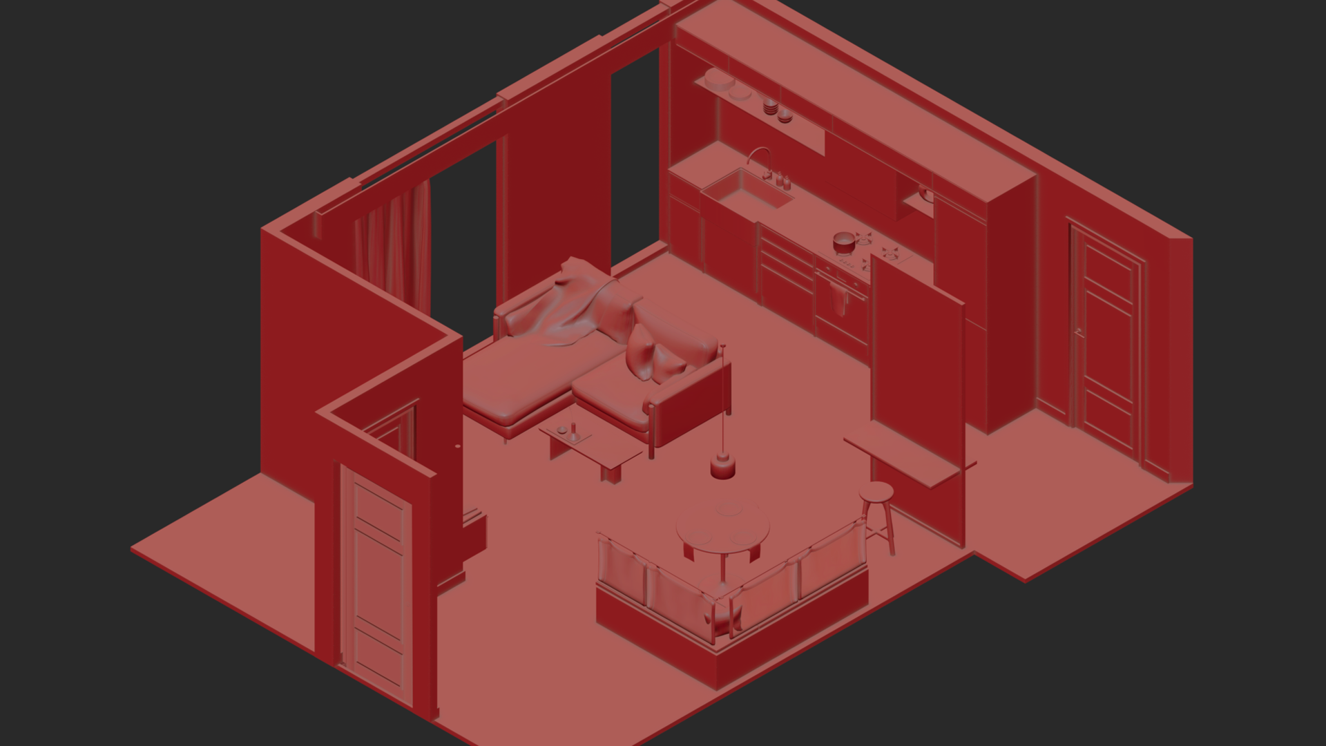 Fully modelled scene