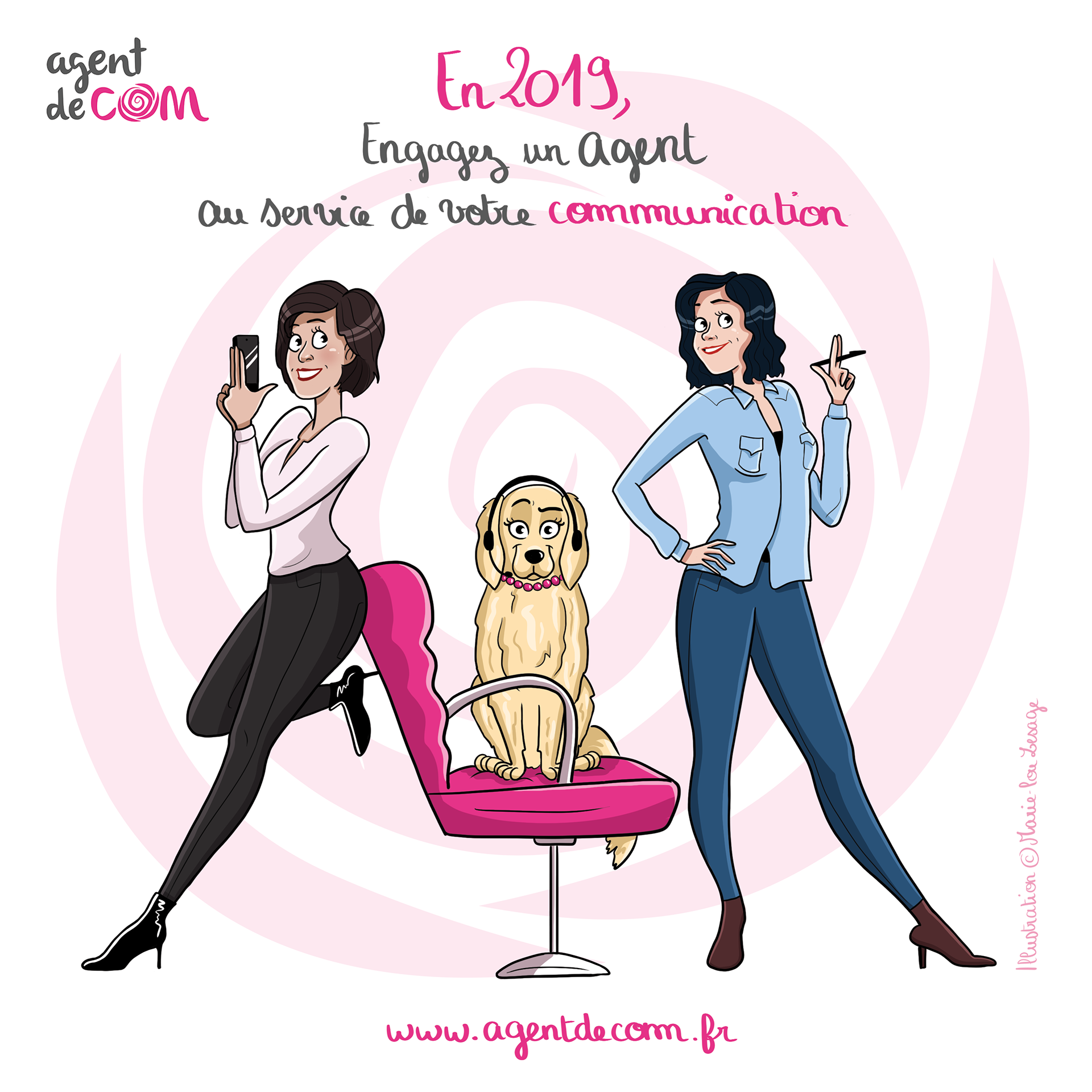 Agent de com - illustration pour leur carte de voeu