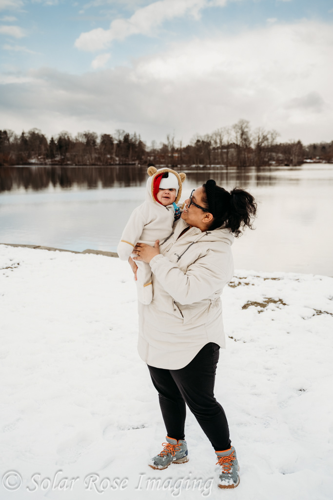 Mom and Baby in snow