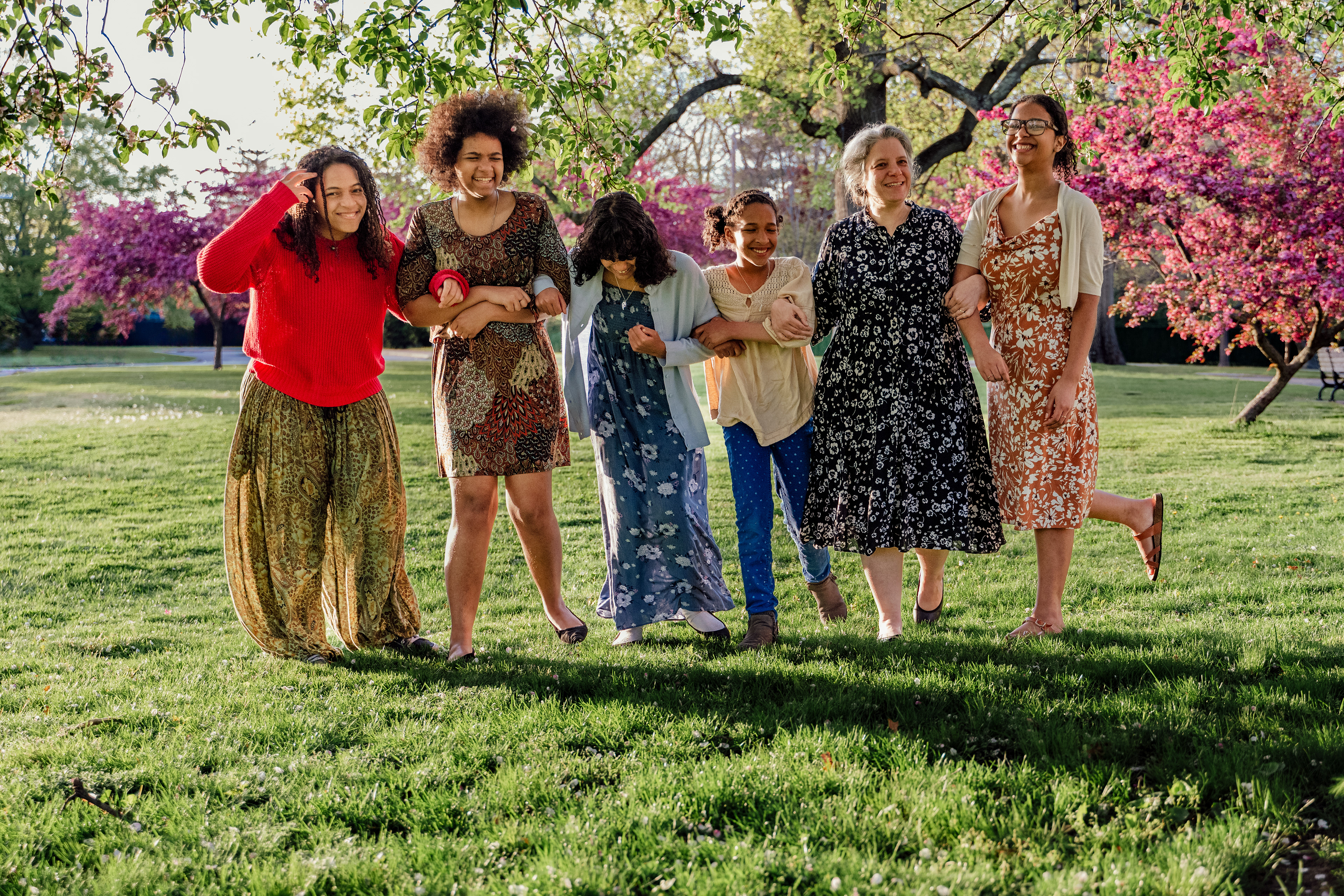 Mom and children, spring photo