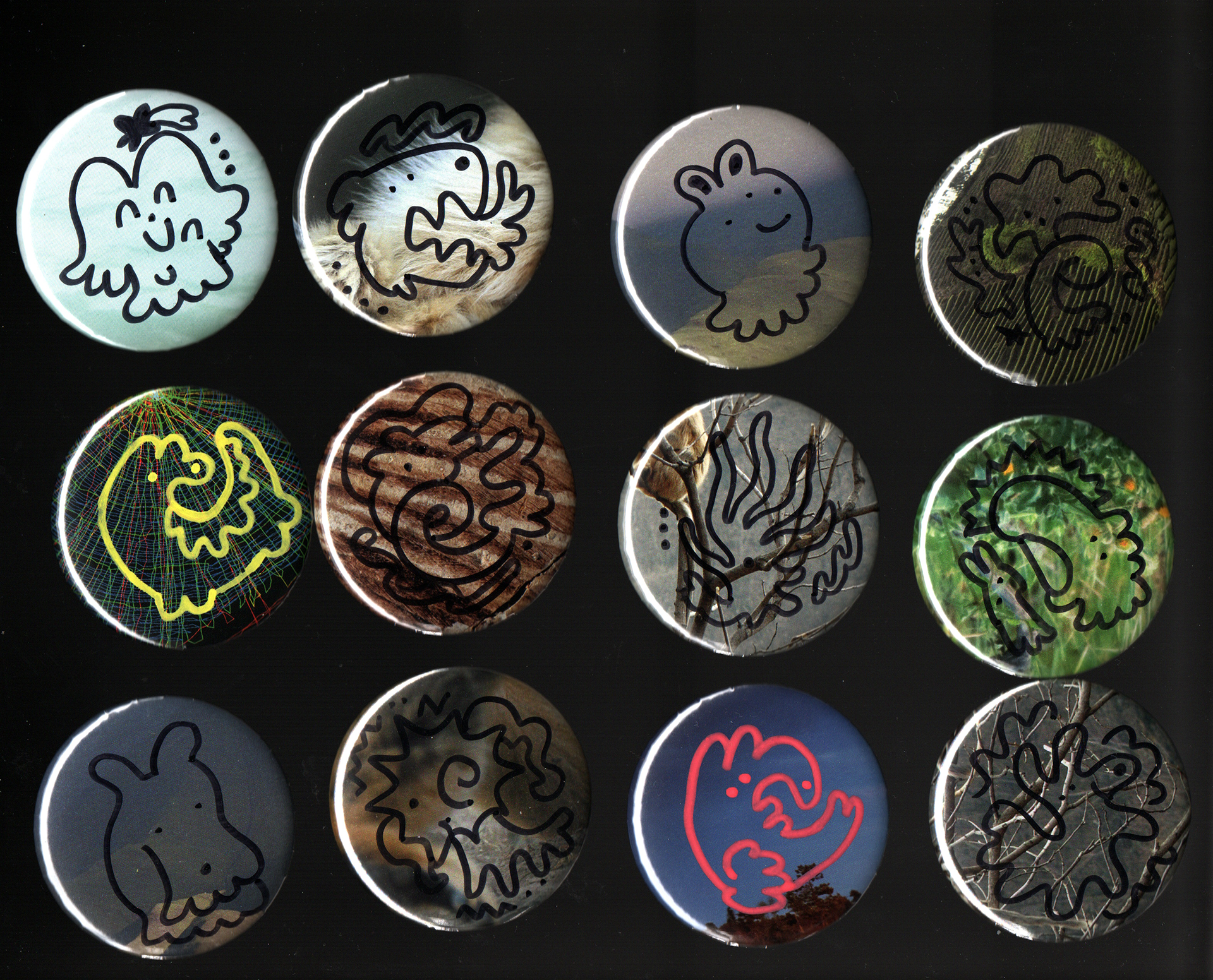 "Buttons: 1st Edition". 2025. 1 of 1 drawn and collaged buttons.