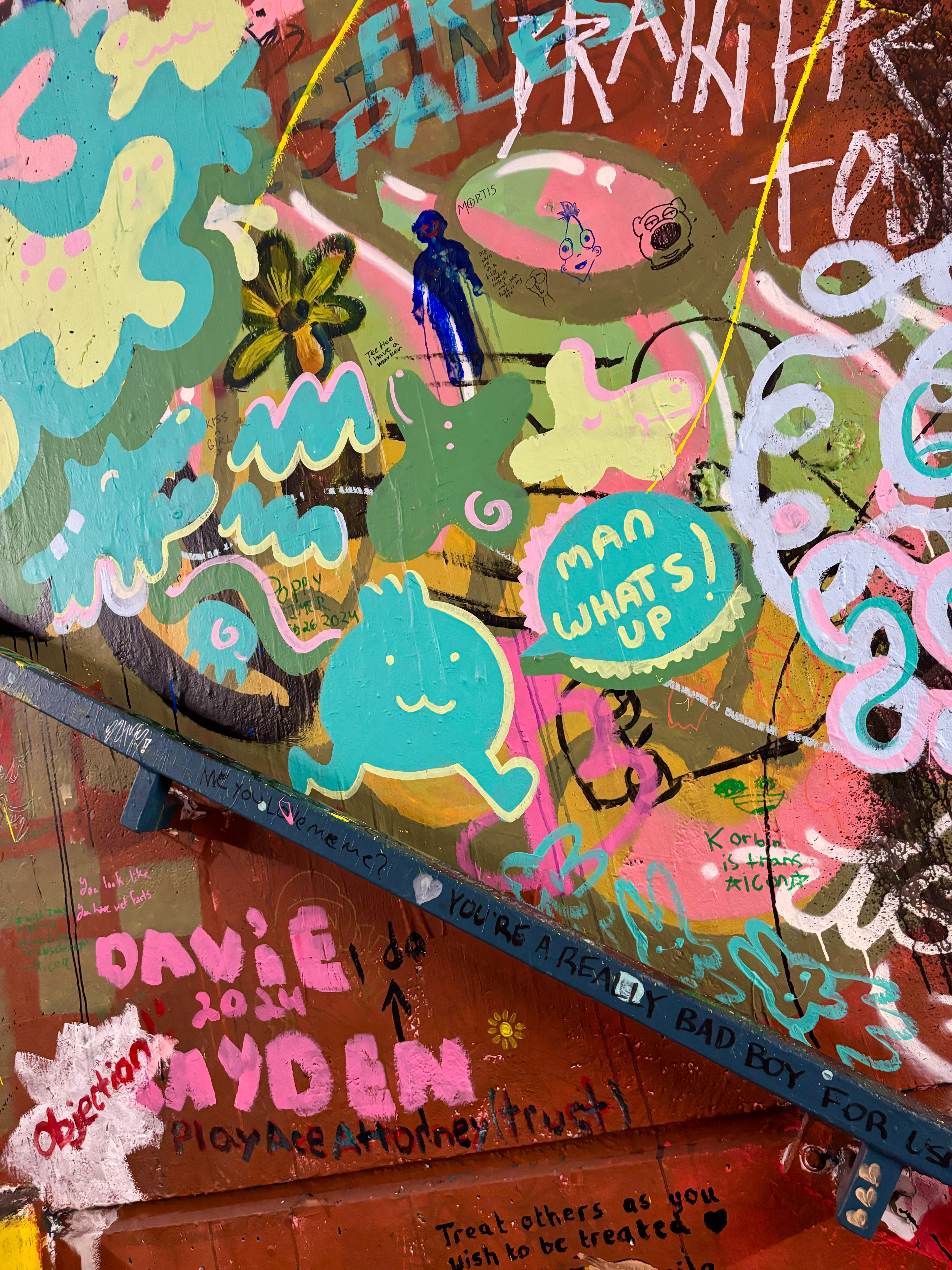 "Blobcity" 2025. Freehand Mural in the AUArts Graffiti Stairwell.
