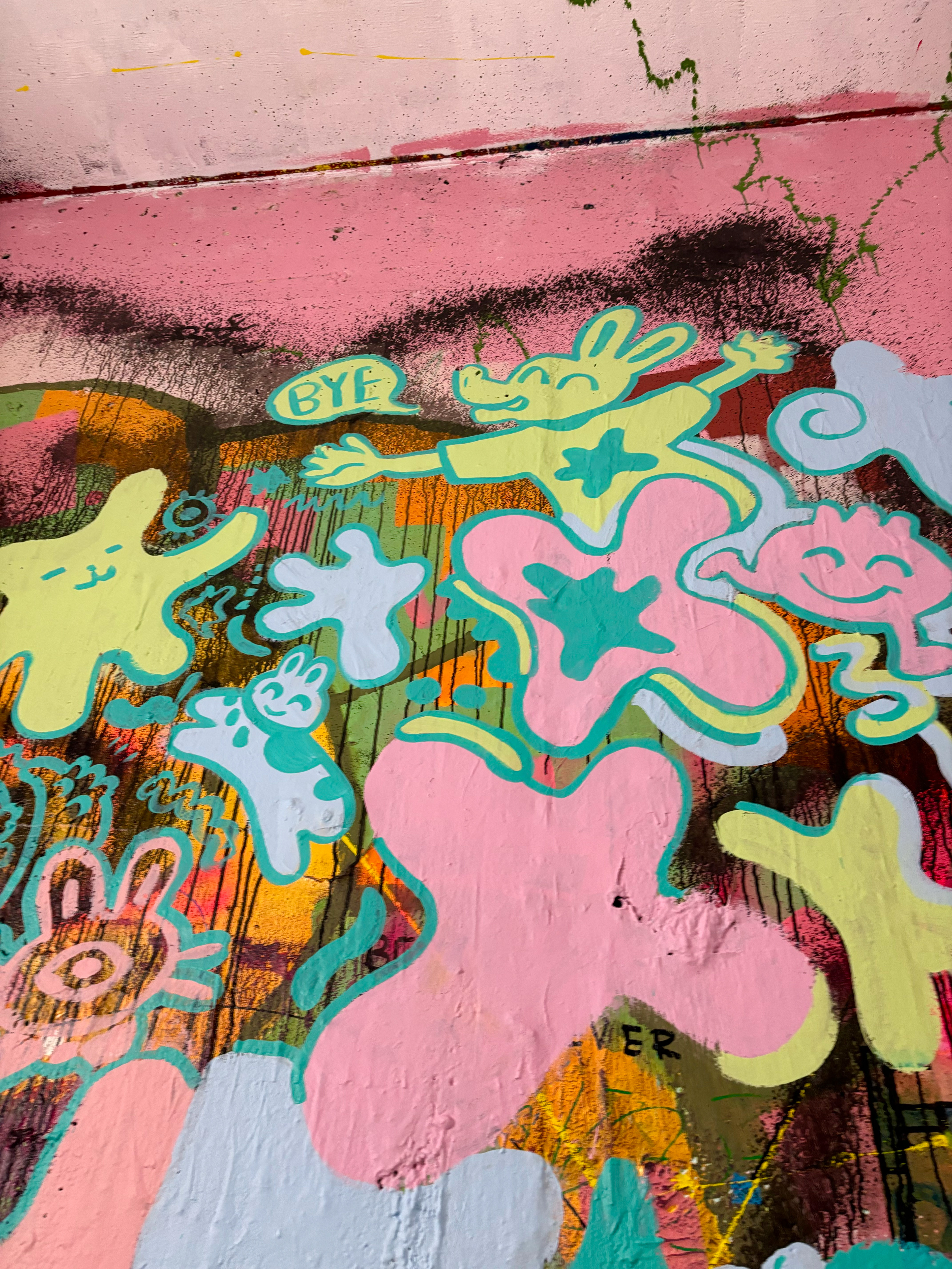 "Blobcity" 2025. Freehand Mural in the AUArts Graffiti Stairwell.