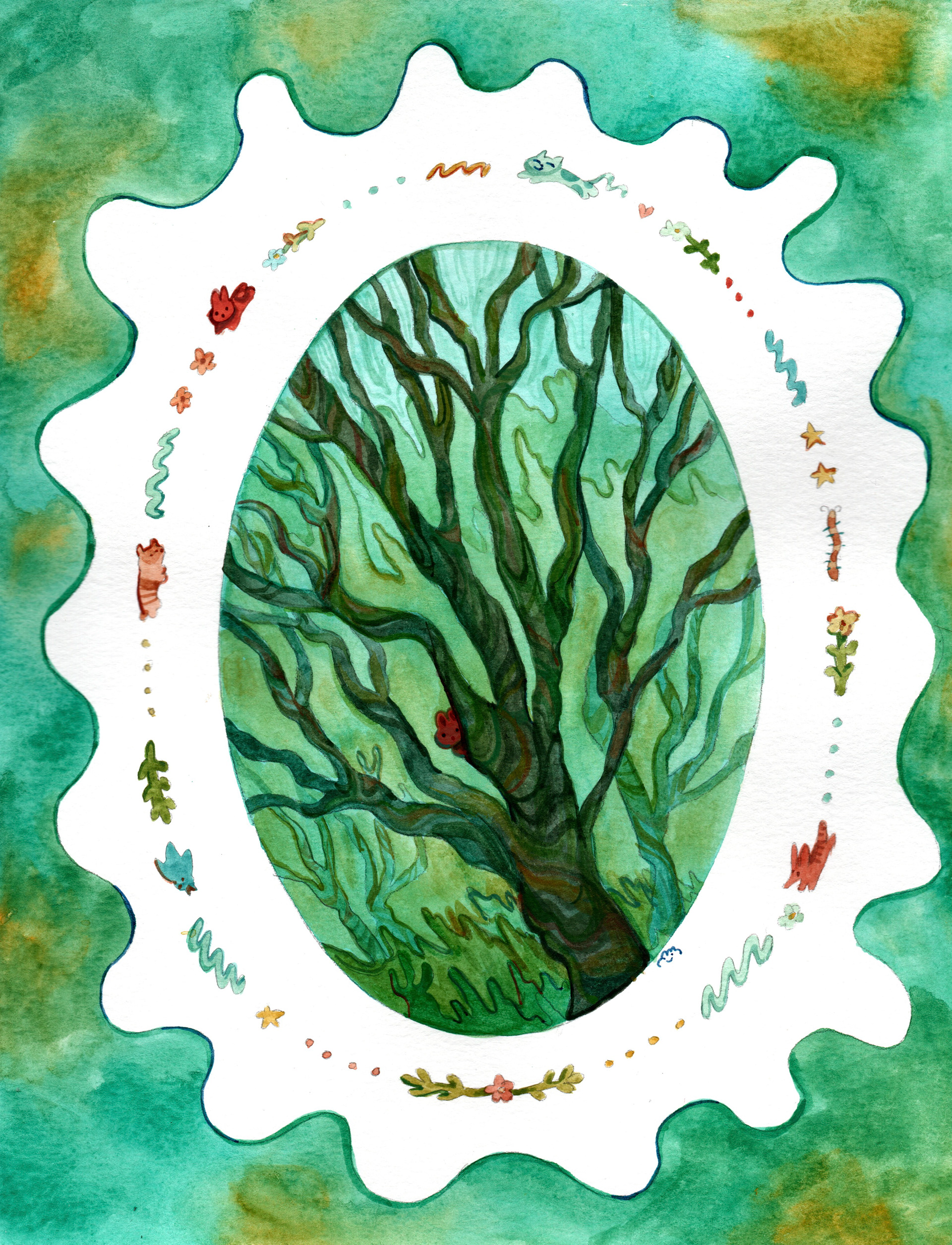 "Between Branches". 2024. Watercolour