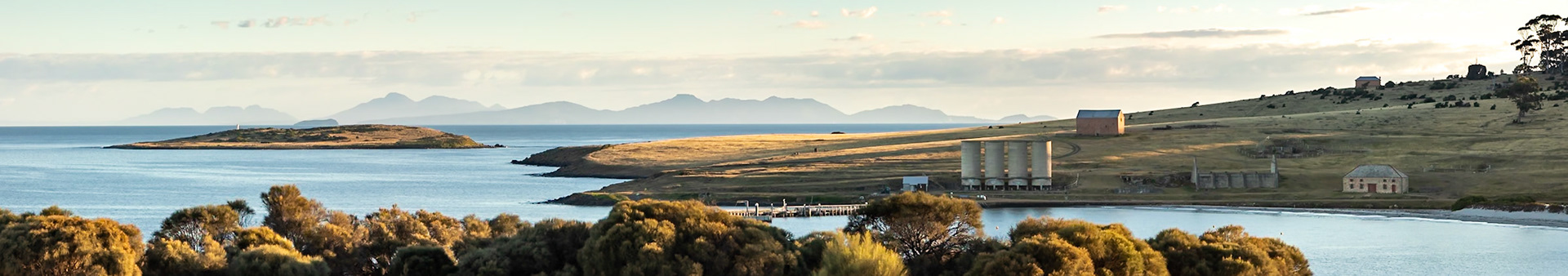 Morning light - looking north from Maria Island to Freycinet Peninsula, across Ile Du Nord, Tasmania