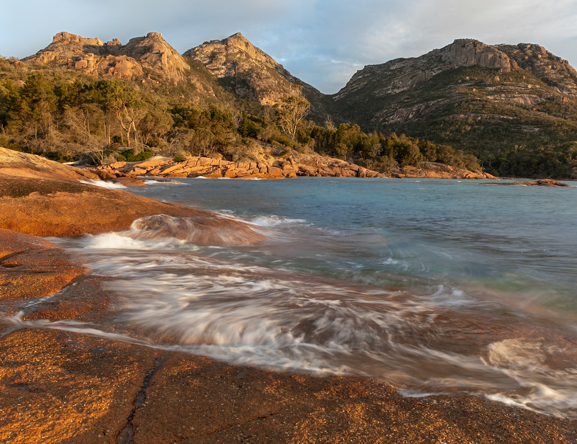 31 Golden springtime twilight at The Hazards - Freycinet National Park - northeast Tasmania