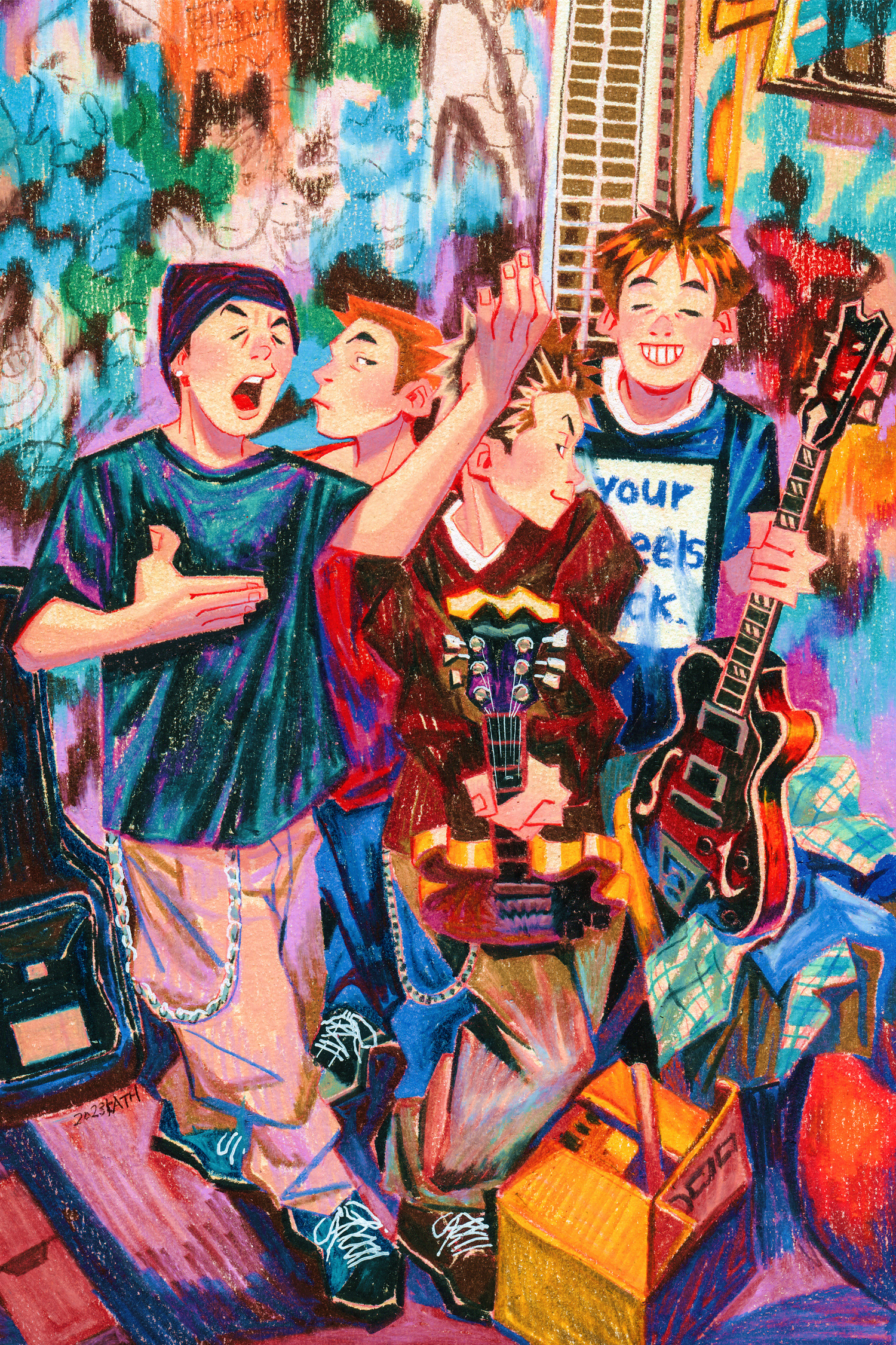 로큰롤 르네상스1 (2023) | 42x29.7 | colored pencils on paper