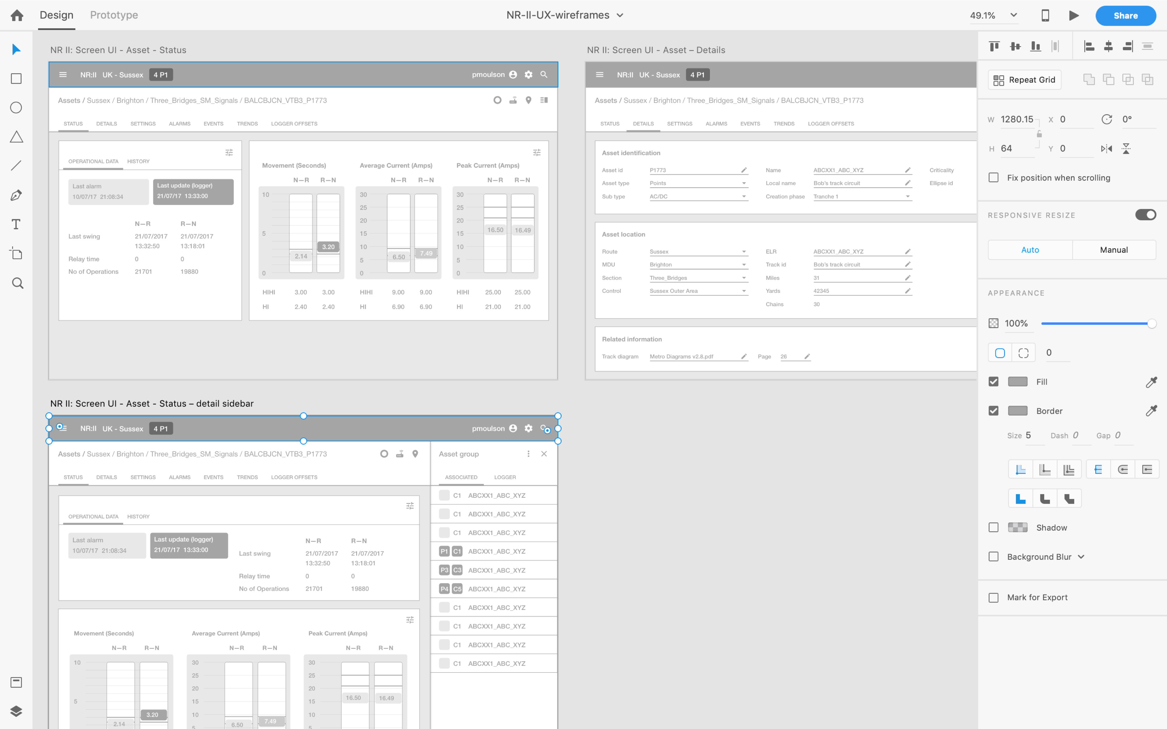 Adobe XD wireframe designs