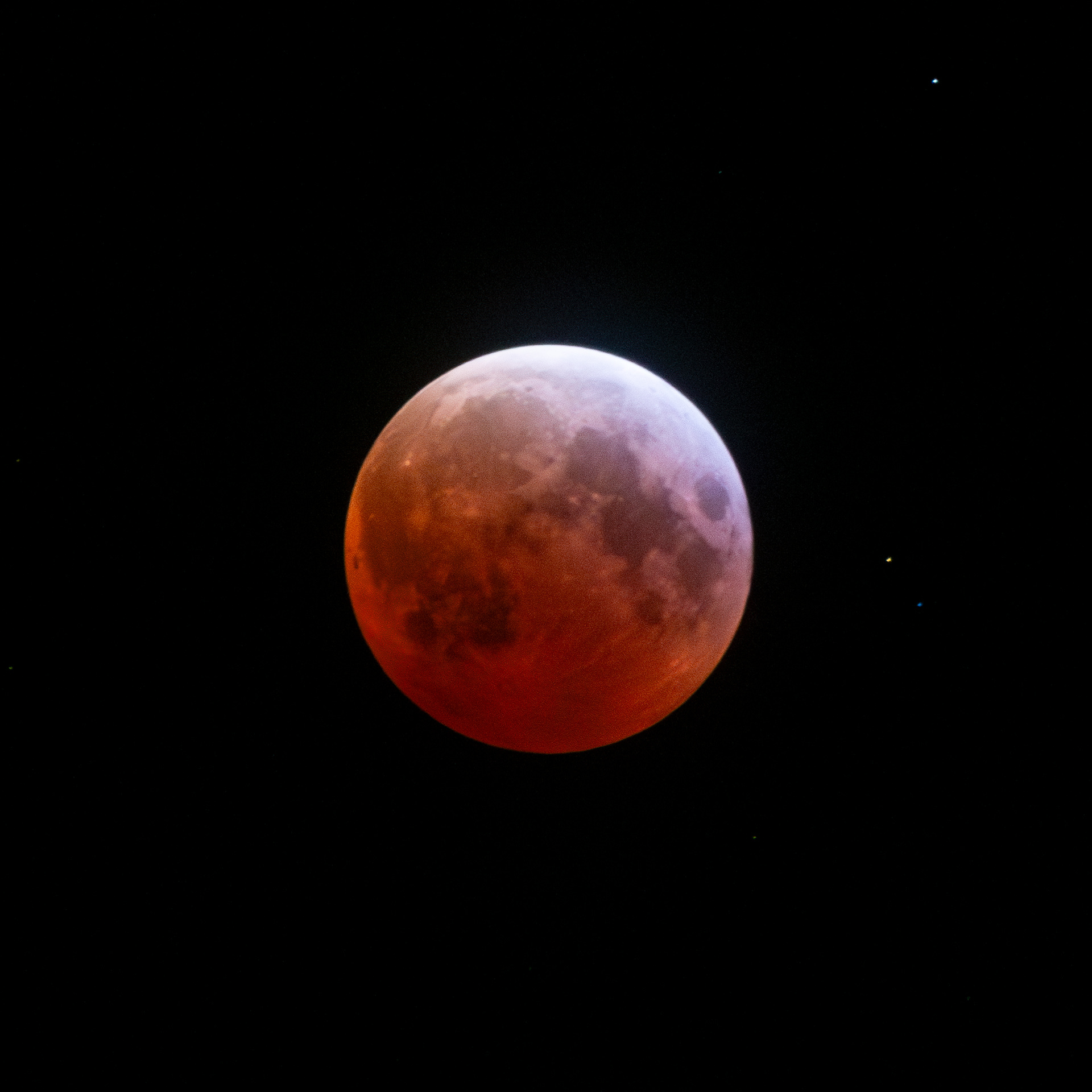 A blood moon shines in the sky in the early morning of March 16, 2025 in Melrose, Mass.