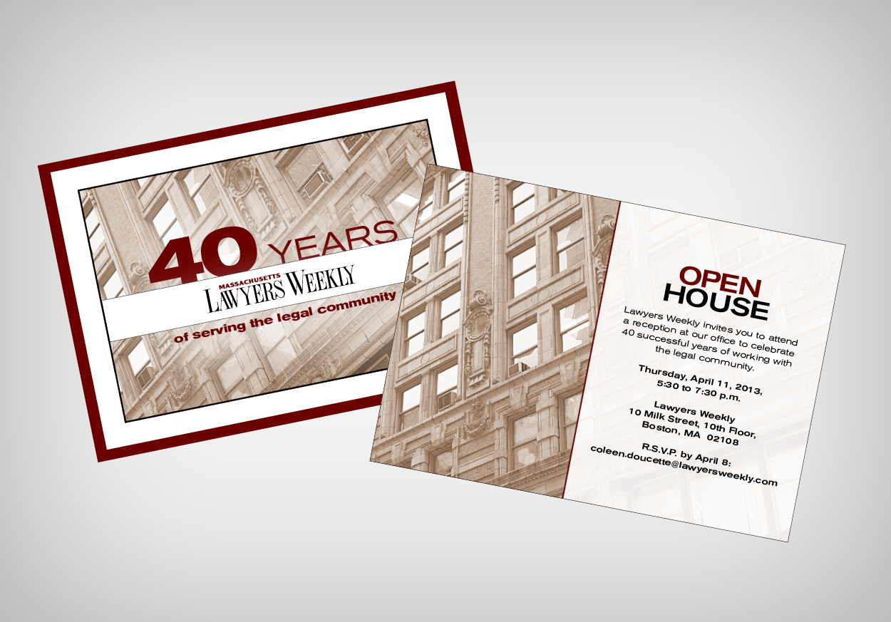 Lawyers Weekly, 40th Anniversary Invitation