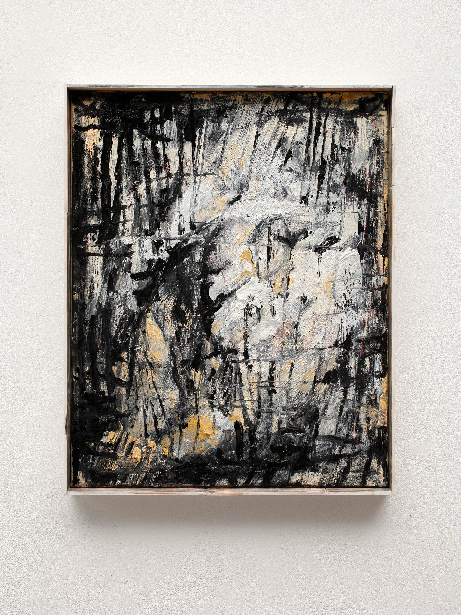 At the bottom of sleep / Öl, Ölpastell, Kohle und Farbstift auf Leinwand / 50 x 40 cm / 2023