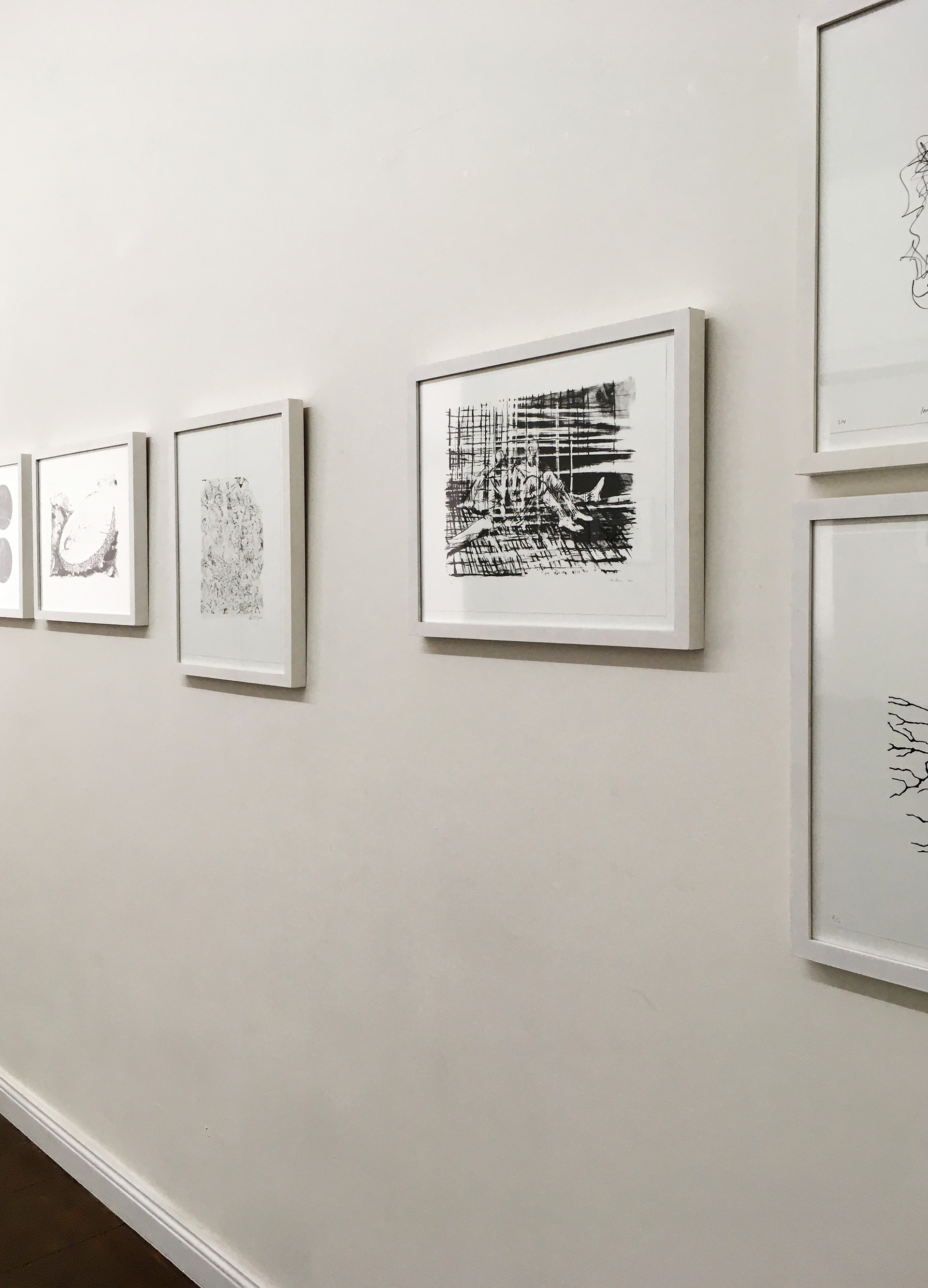 Exhibition view: Chambre Dürrenmatt / Jun - Aug 2024 / Haus Kunst Mitte Berlin // o. T. / Lithographie auf Papier