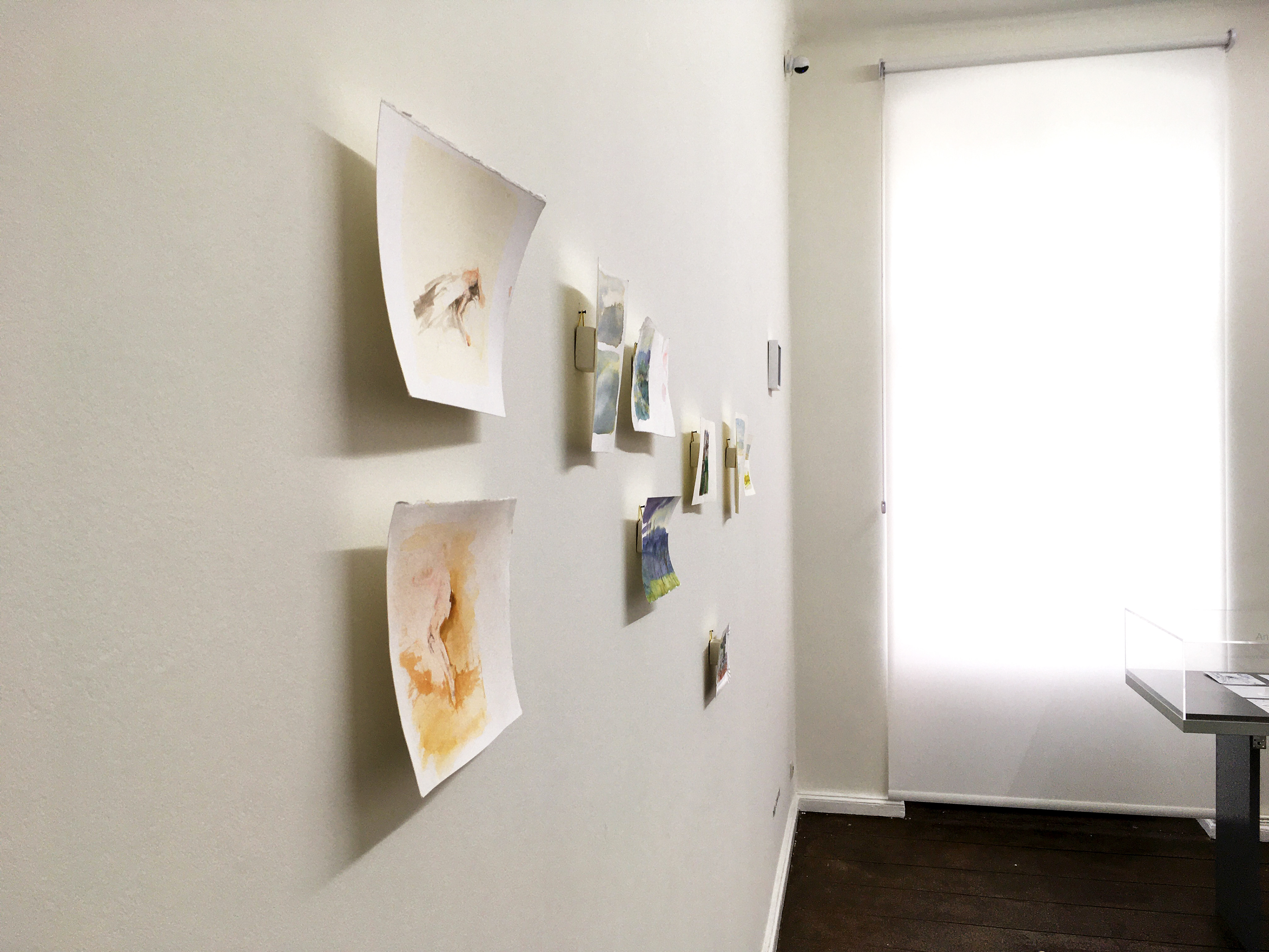Exhibition view: Chambre Dürrenmatt / Jun - Aug 2024 / Haus Kunst Mitte Berlin // o. T. / Aquarelle auf Papier und Pappe